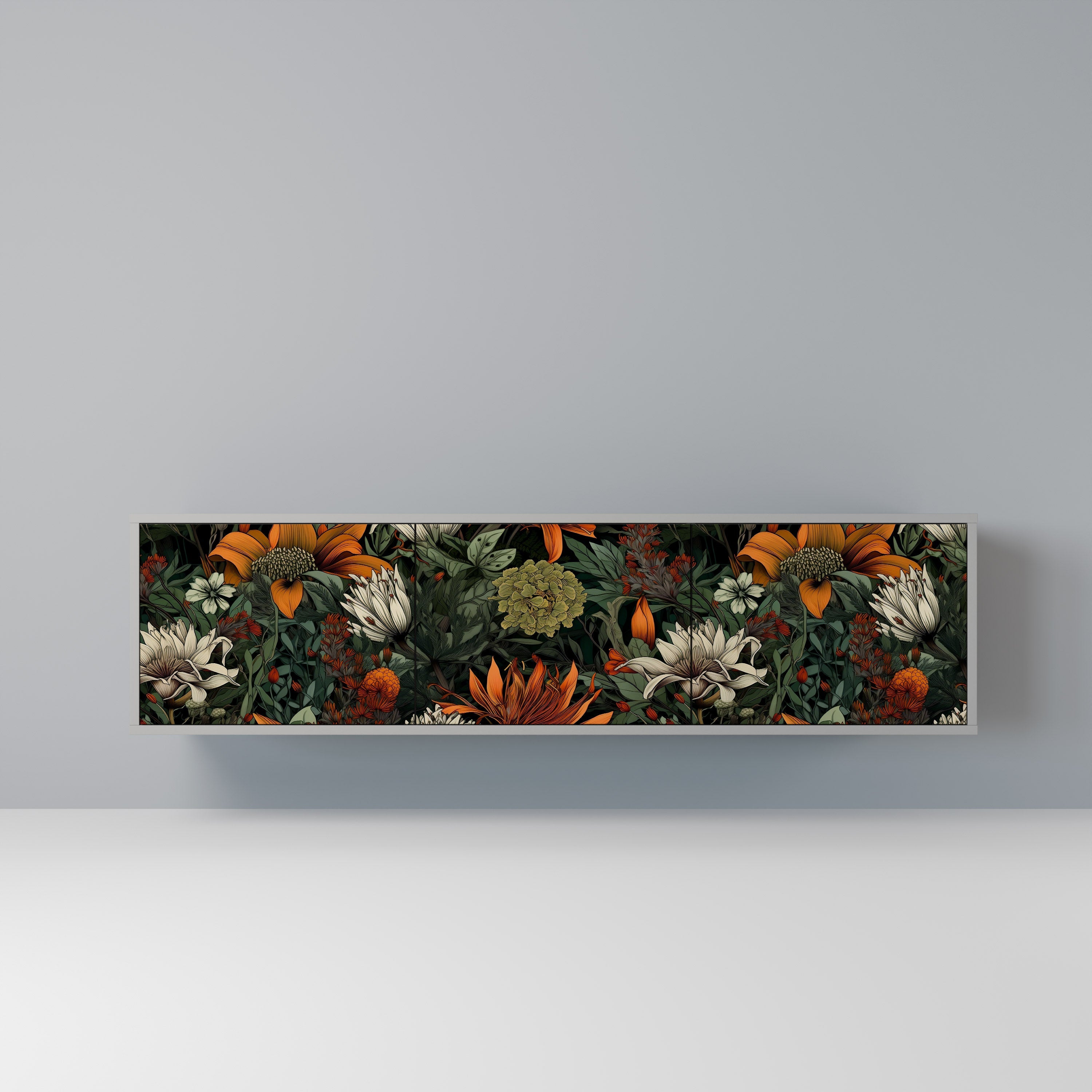 MIDNIGHT SPROUT Móvel de TV com 3 Portas em Acabamento Cinzento