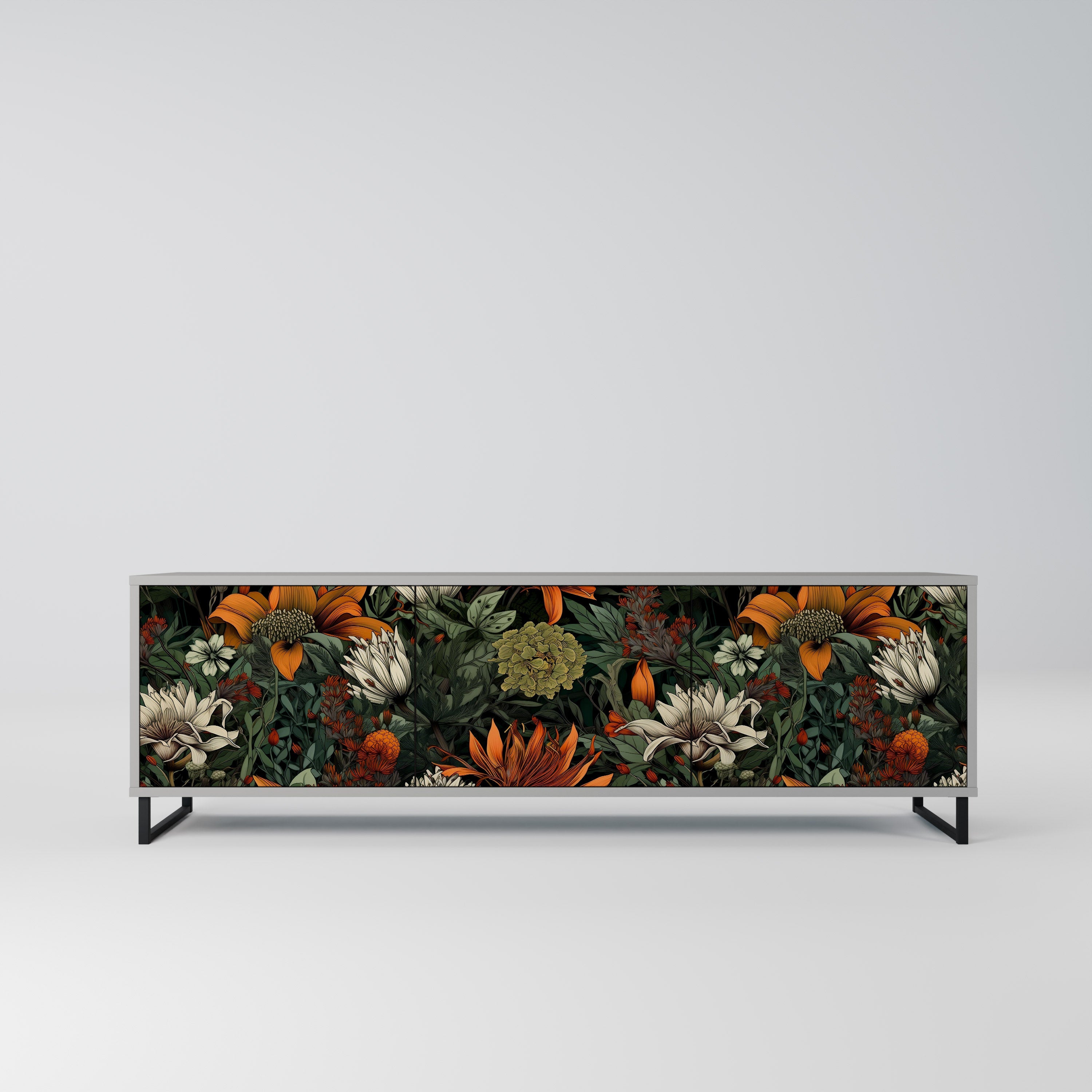 MIDNIGHT SPROUT Móvel de TV com 3 Portas em Acabamento Cinzento