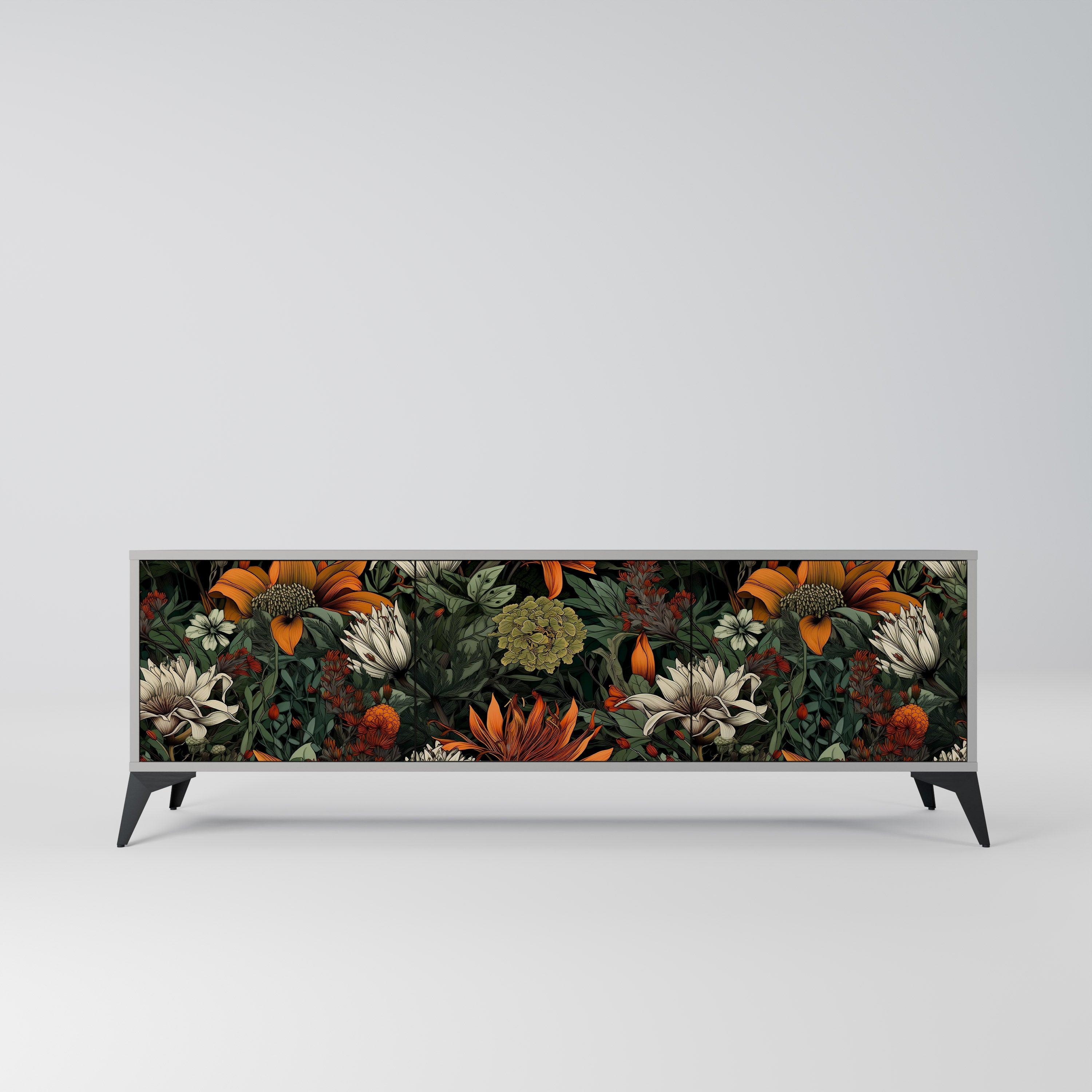 MIDNIGHT SPROUT Móvel de TV com 3 Portas em Acabamento Cinzento