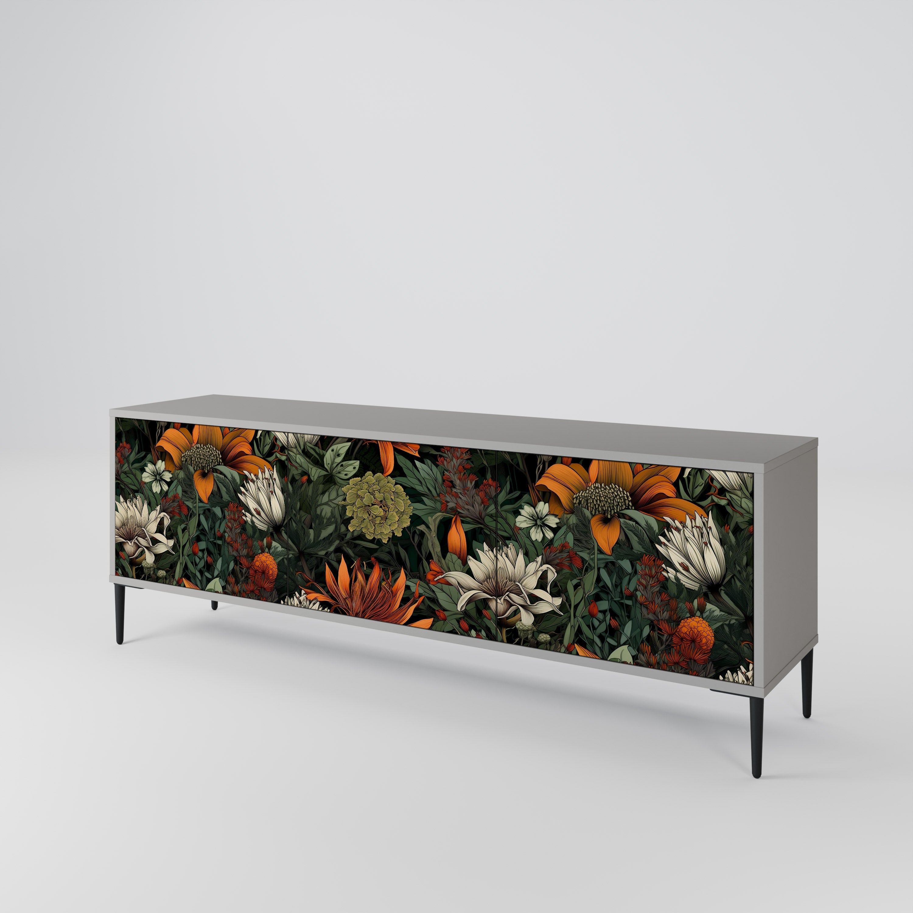 MIDNIGHT SPROUT Móvel de TV com 3 Portas em Acabamento Cinzento