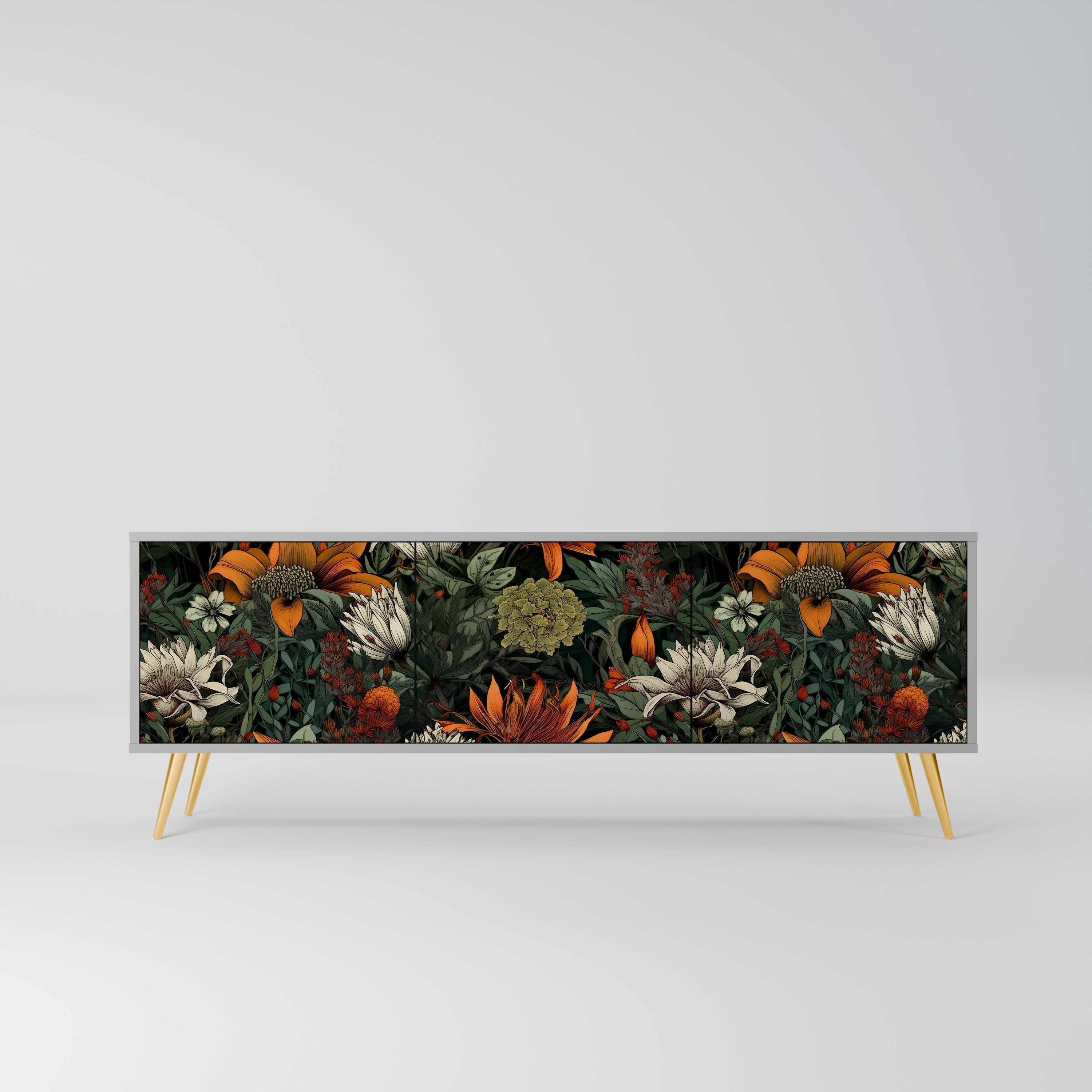 MIDNIGHT SPROUT Móvel de TV com 3 Portas em Acabamento Cinzento