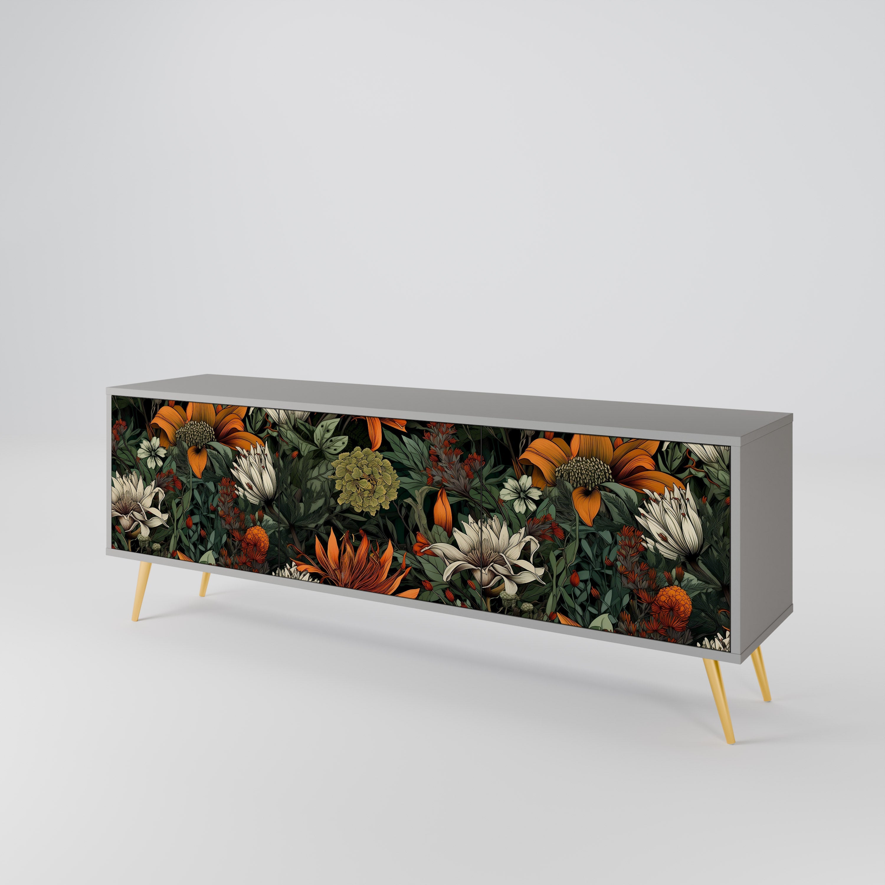 MIDNIGHT SPROUT Móvel de TV com 3 Portas em Acabamento Cinzento