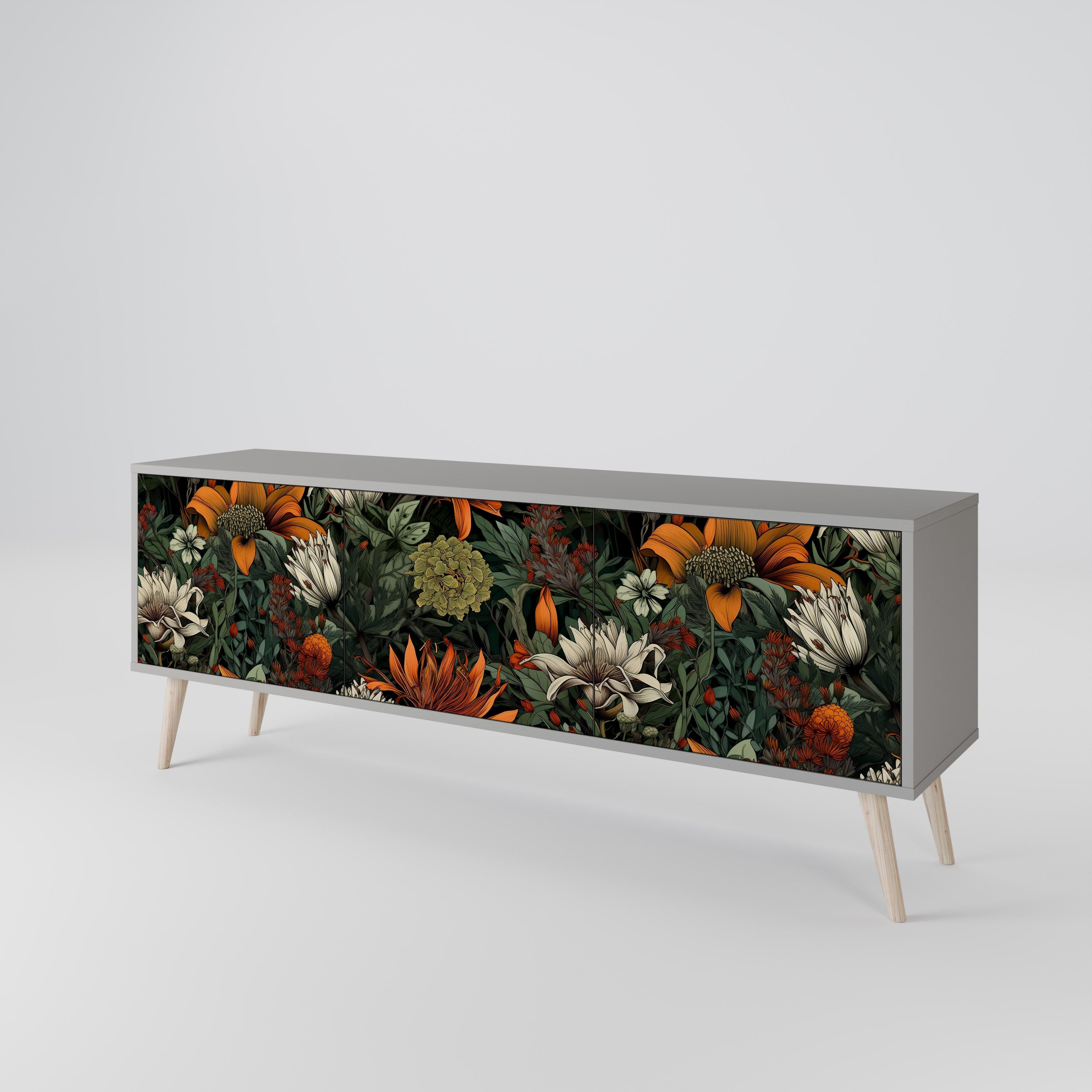 MIDNIGHT SPROUT Móvel de TV com 3 Portas em Acabamento Cinzento