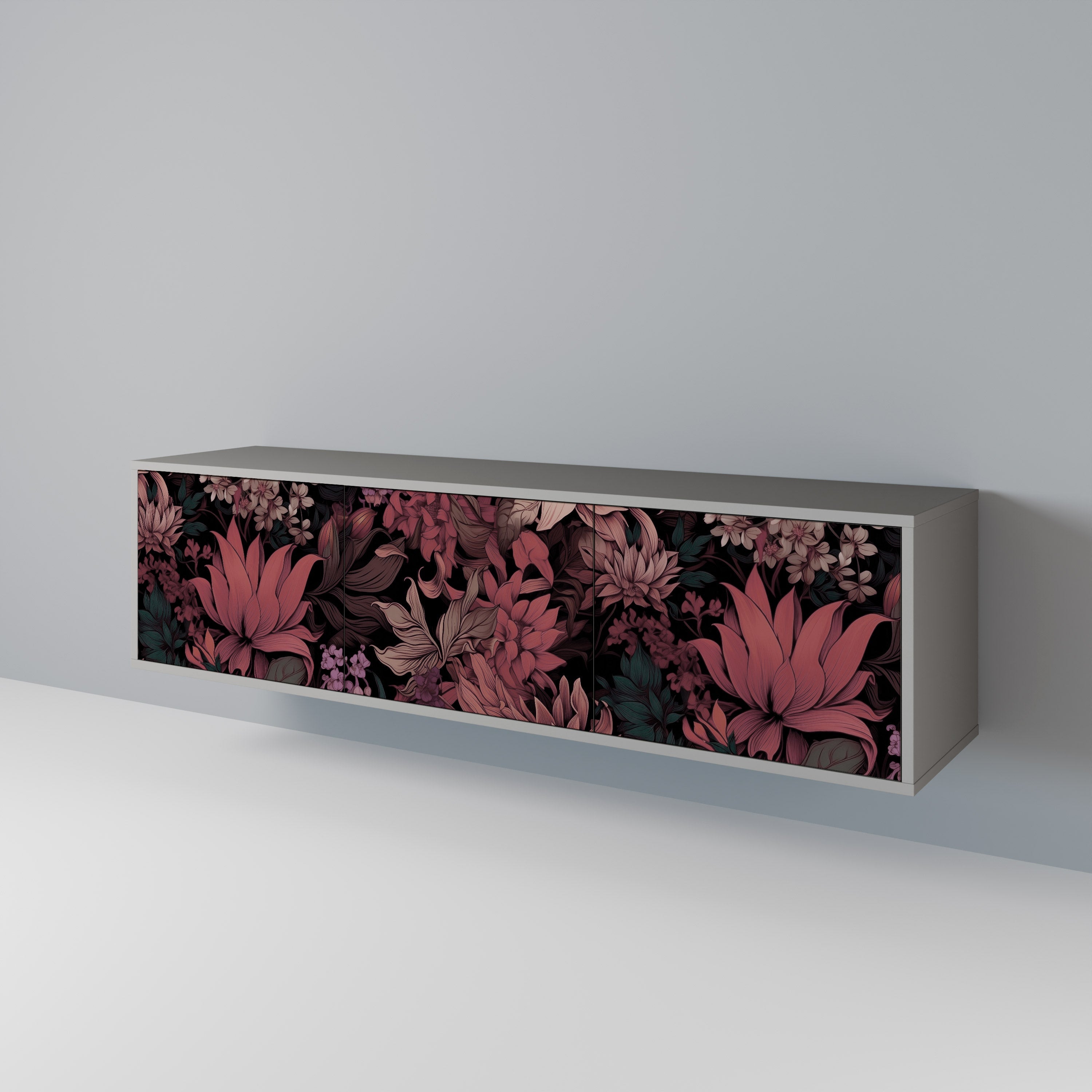 FLORAL WHISPER Móvel de TV com 3 Portas em Acabamento Cinzento
