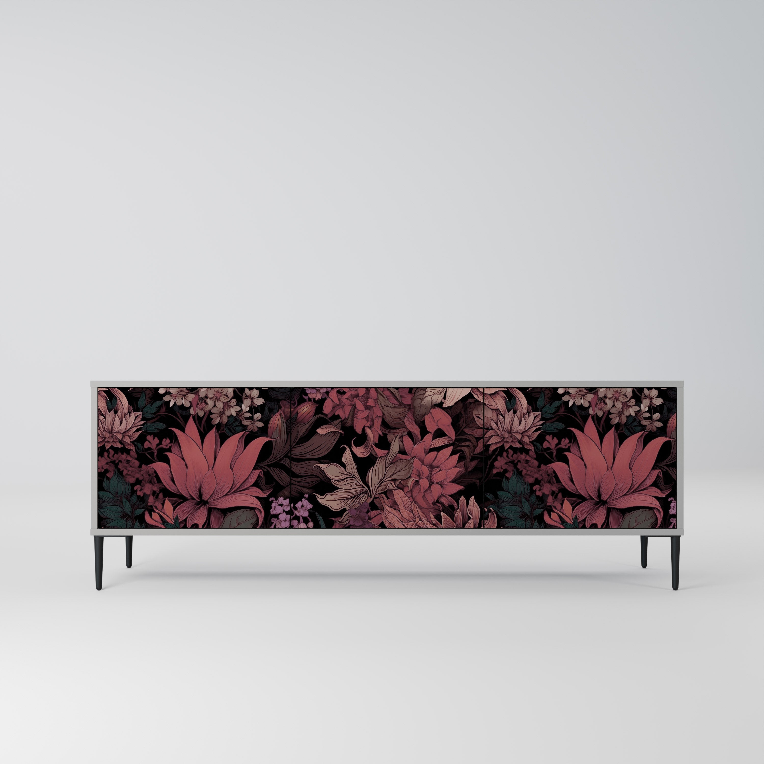 FLORAL WHISPER Móvel de TV com 3 Portas em Acabamento Cinzento