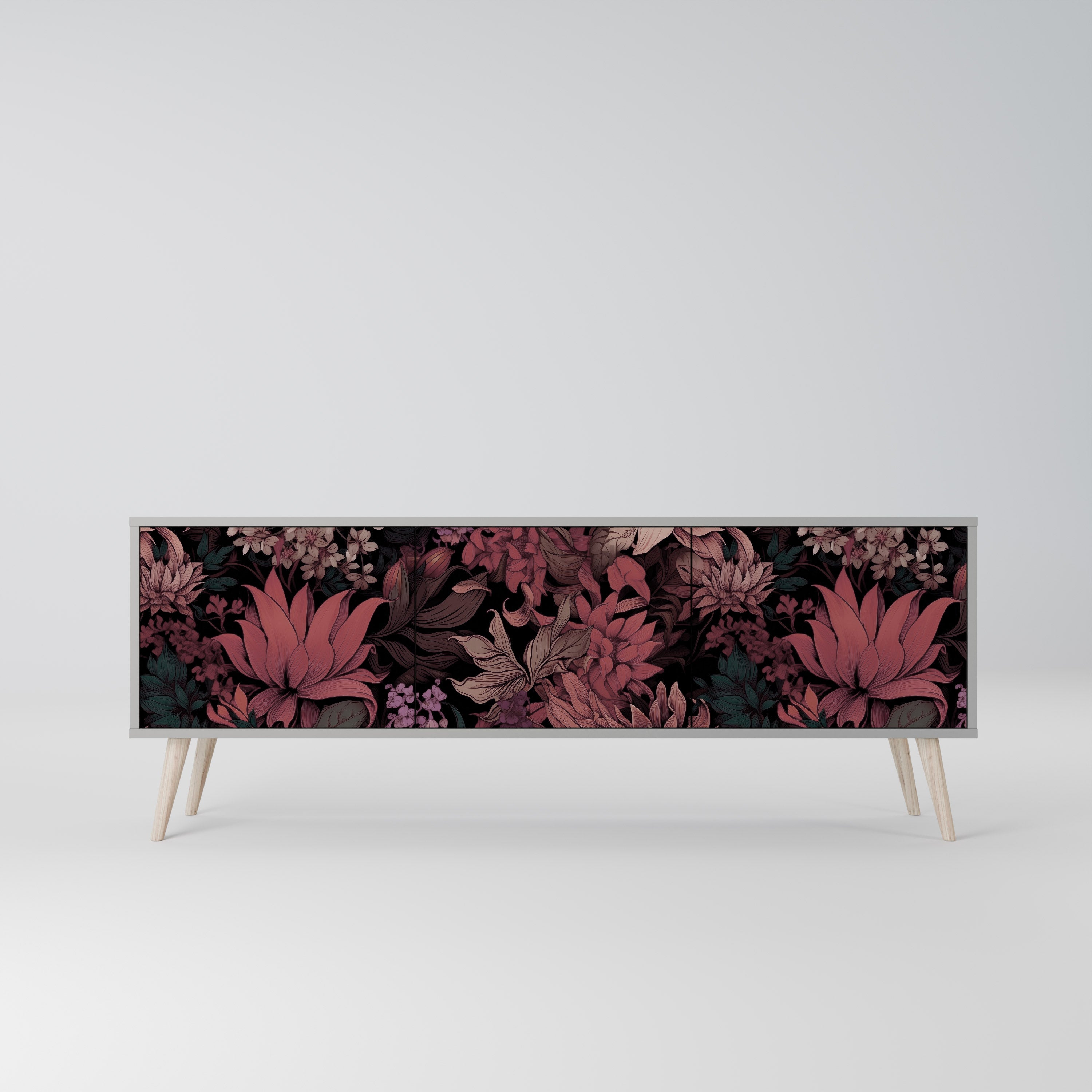 FLORAL WHISPER Móvel de TV com 3 Portas em Acabamento Cinzento