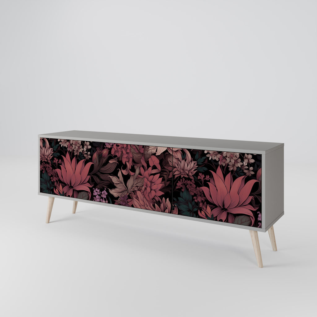 FLORAL WHISPER Móvel de TV com 3 Portas em Acabamento Cinzento