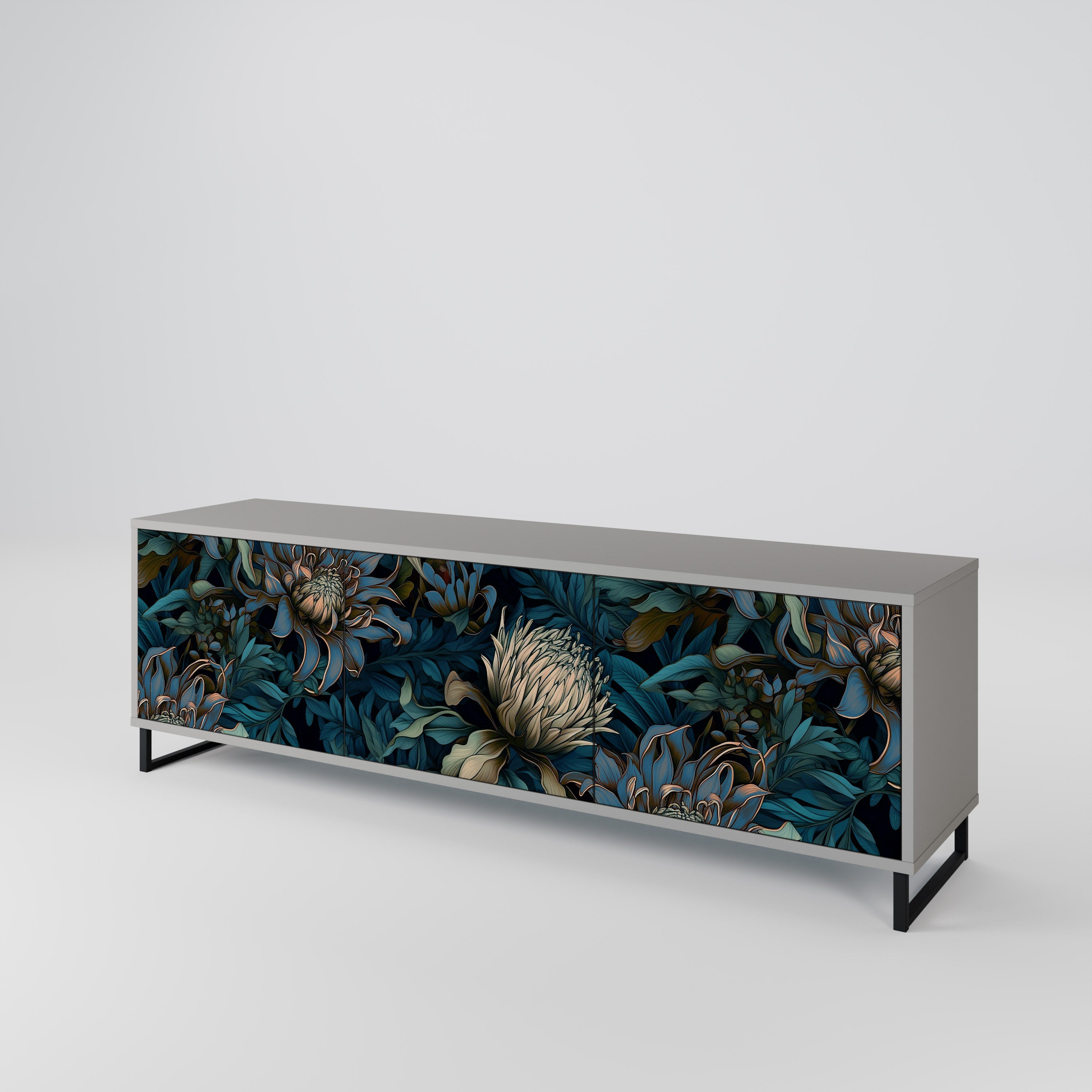 TWILIGHT BLOOM Móvel de TV com 3 Portas em Acabamento Cinzento