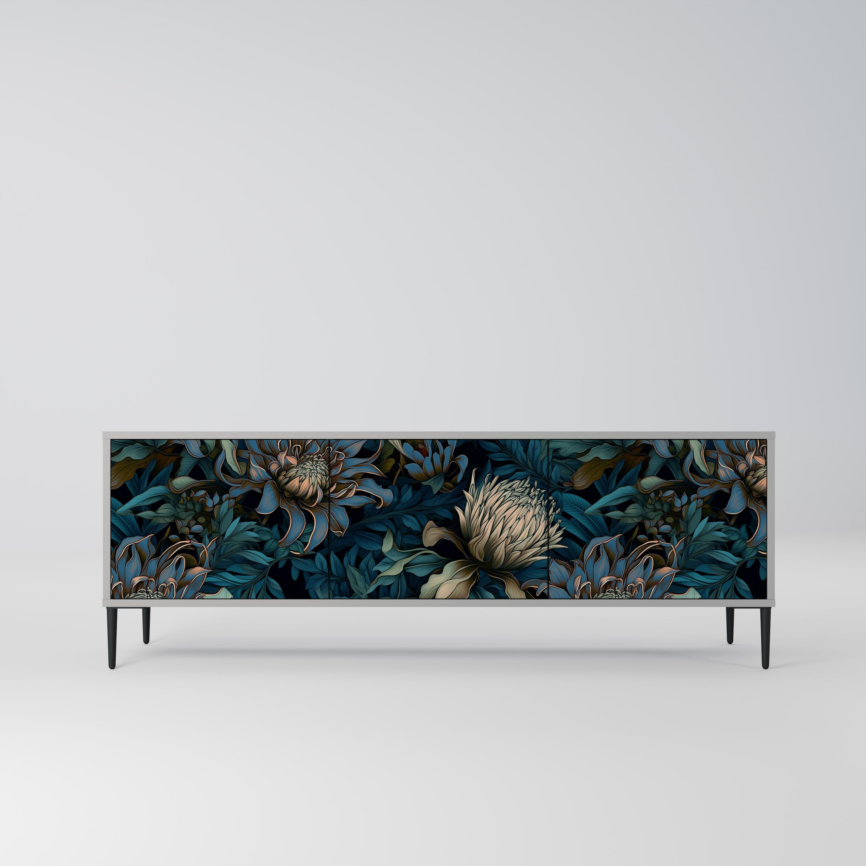 TWILIGHT BLOOM Móvel de TV com 3 Portas em Acabamento Cinzento