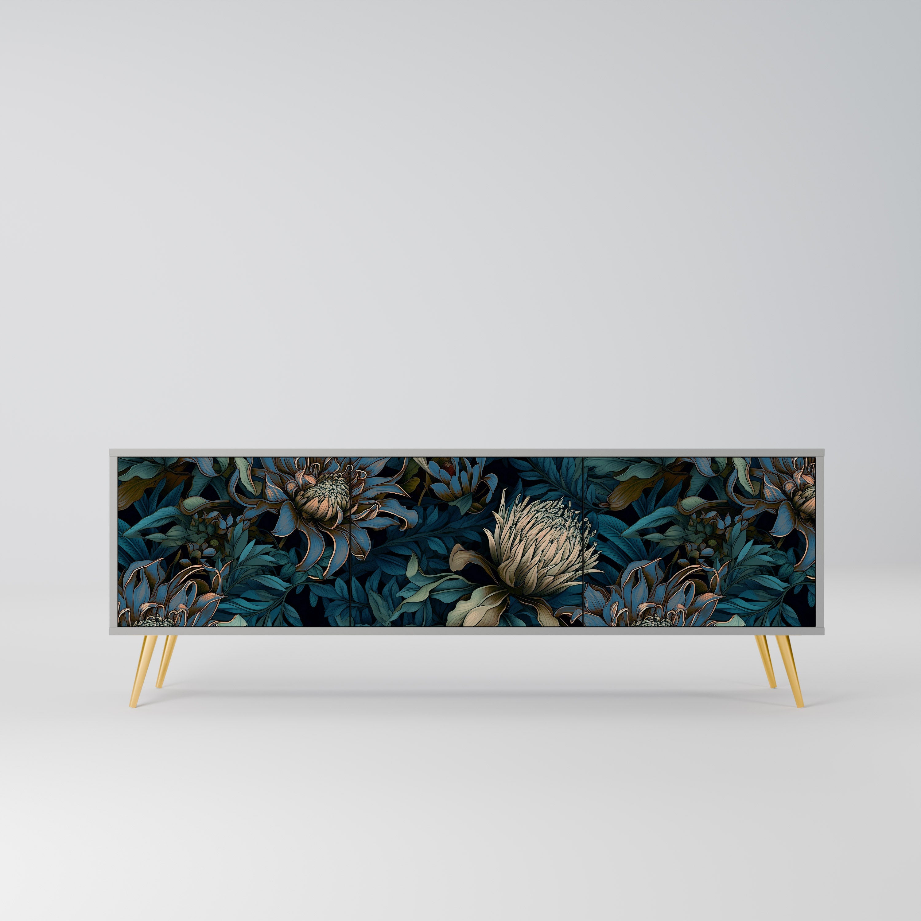 TWILIGHT BLOOM Móvel de TV com 3 Portas em Acabamento Cinzento