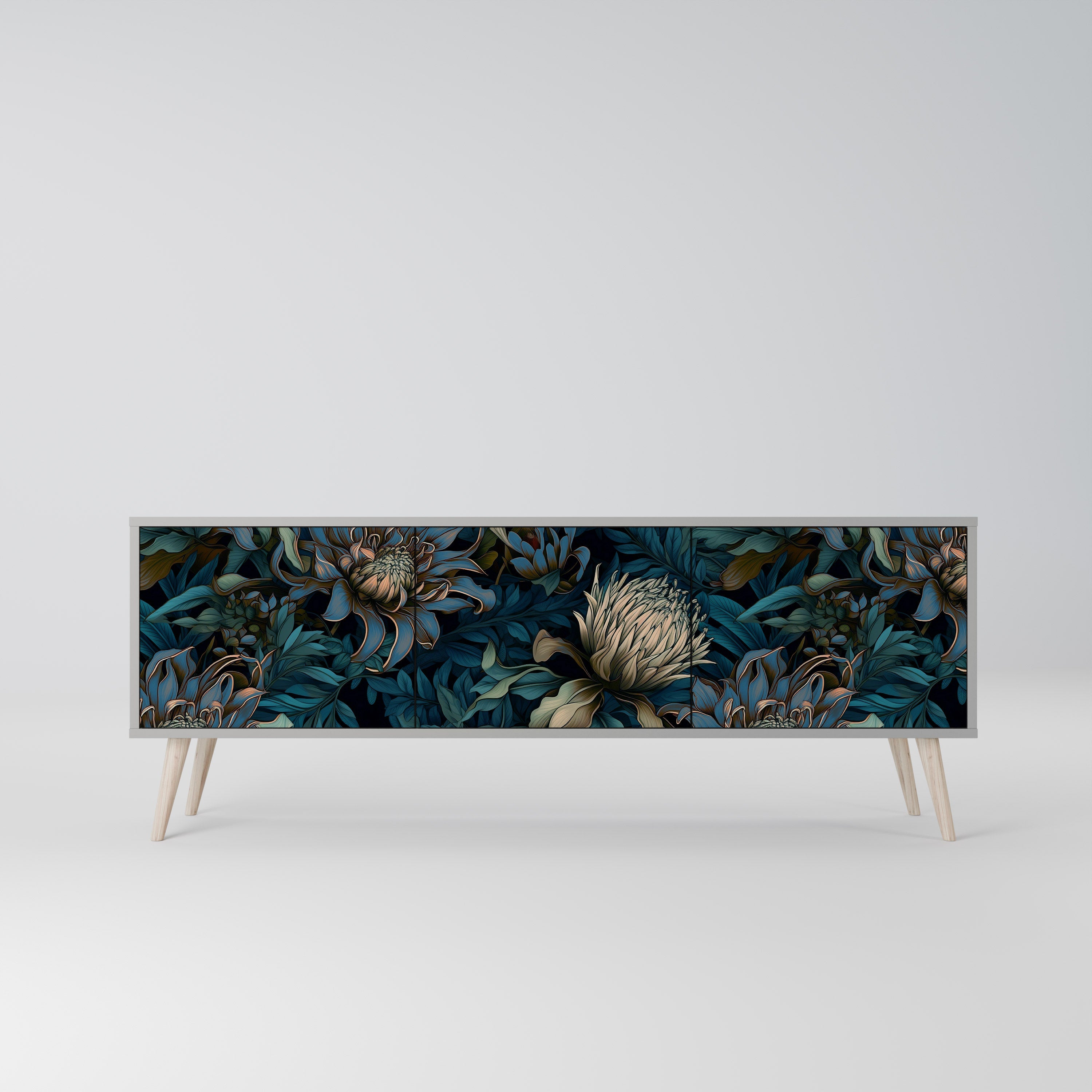 TWILIGHT BLOOM Móvel de TV com 3 Portas em Acabamento Cinzento