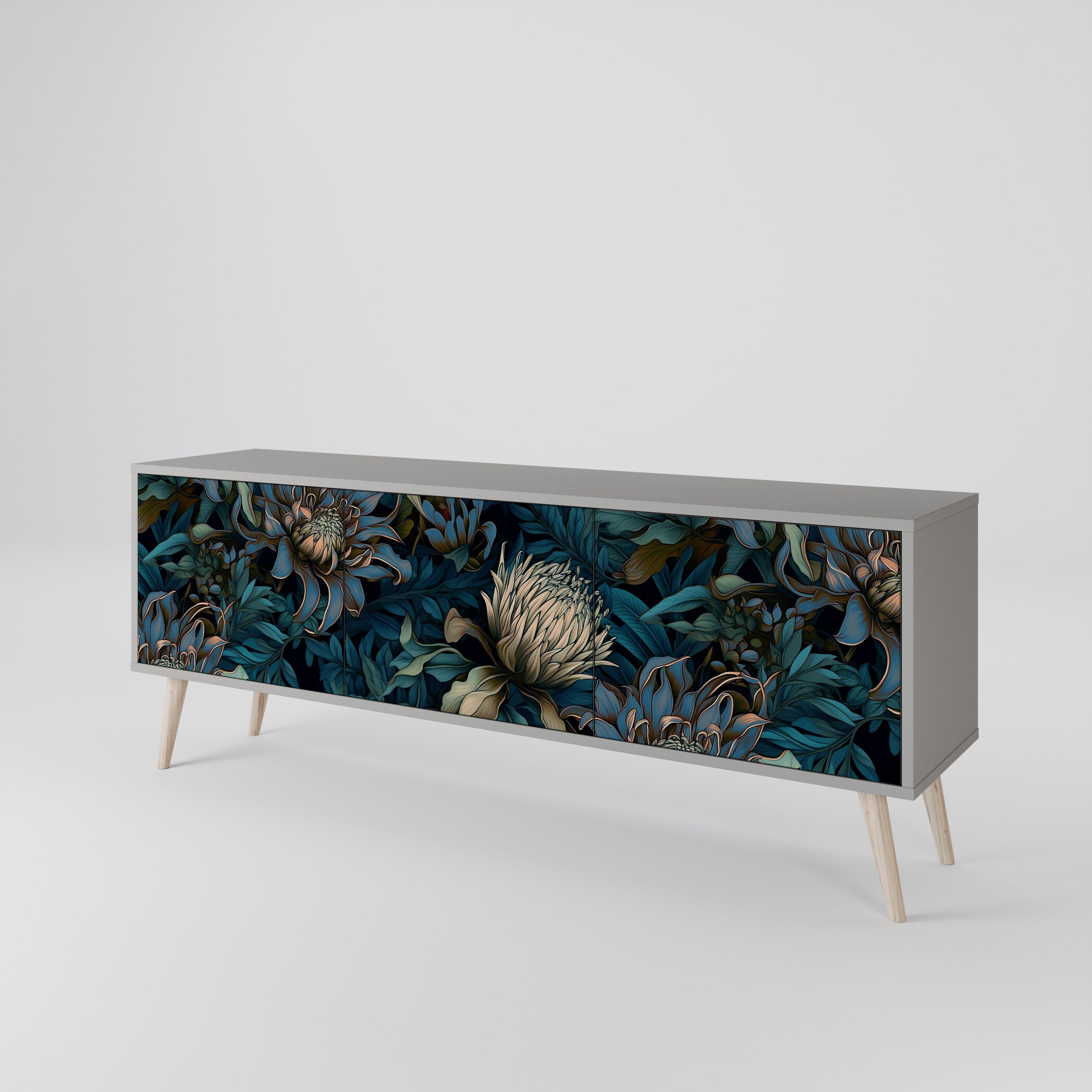 TWILIGHT BLOOM Móvel de TV com 3 Portas em Acabamento Cinzento