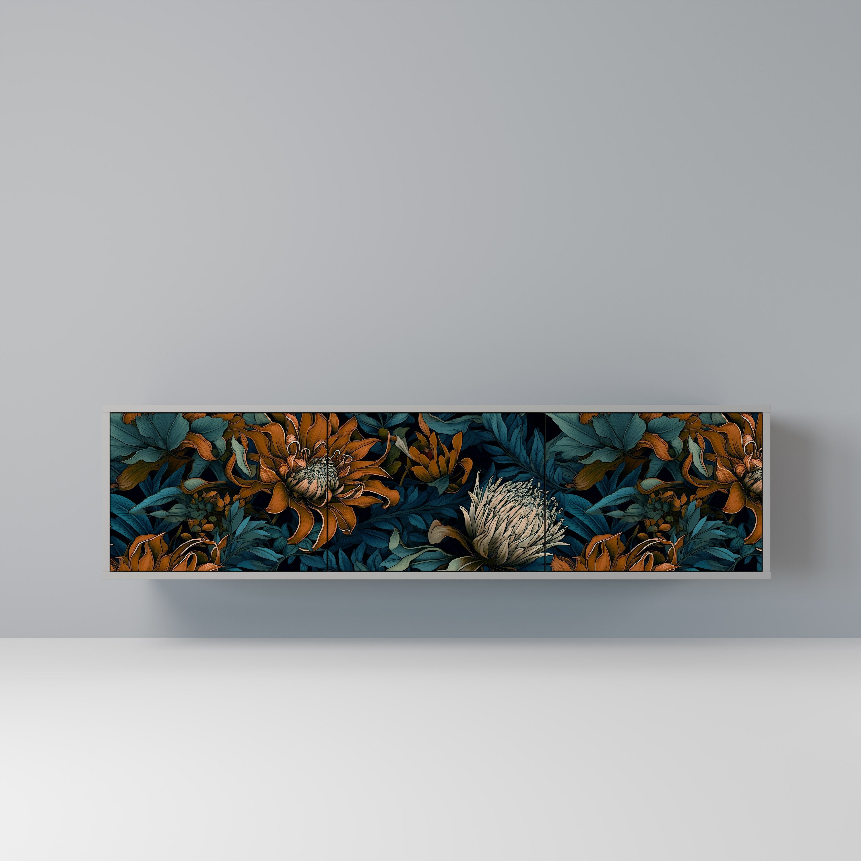 MORNING BLOOM Móvel de TV com 3 Portas em Acabamento Cinzento