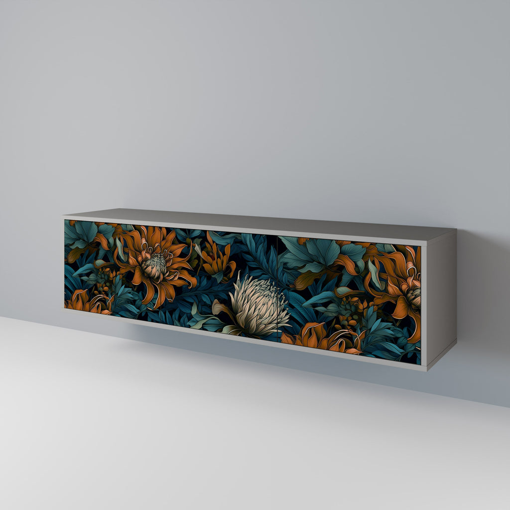 MORNING BLOOM Móvel de TV com 3 Portas em Acabamento Cinzento