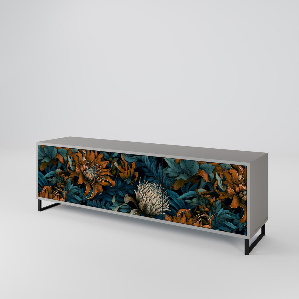 MORNING BLOOM Móvel de TV com 3 Portas em Acabamento Cinzento