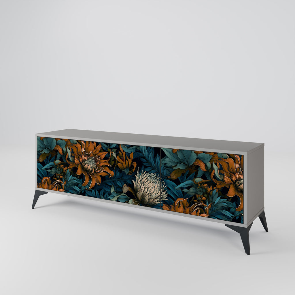 MORNING BLOOM Móvel de TV com 3 Portas em Acabamento Cinzento