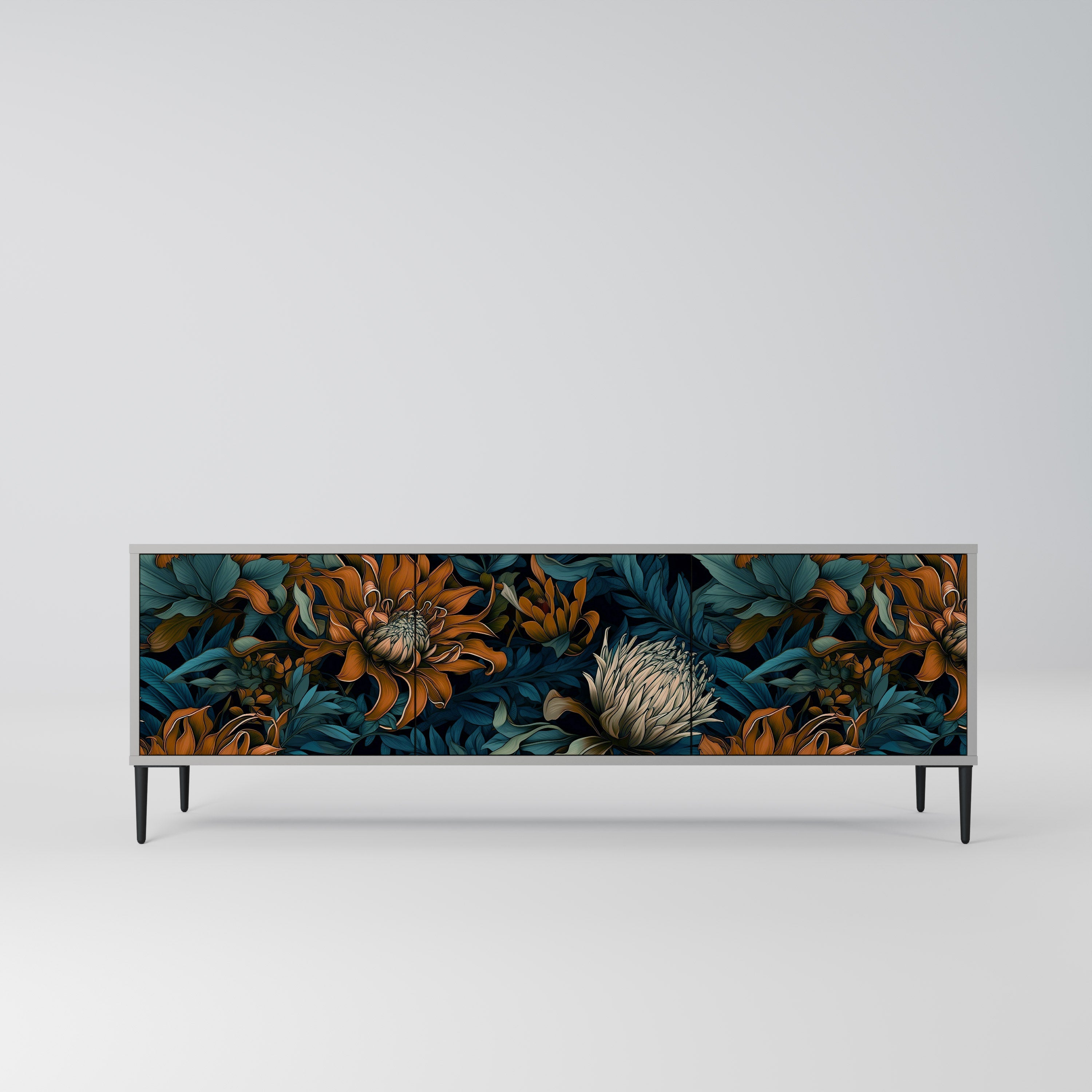 MORNING BLOOM Móvel de TV com 3 Portas em Acabamento Cinzento