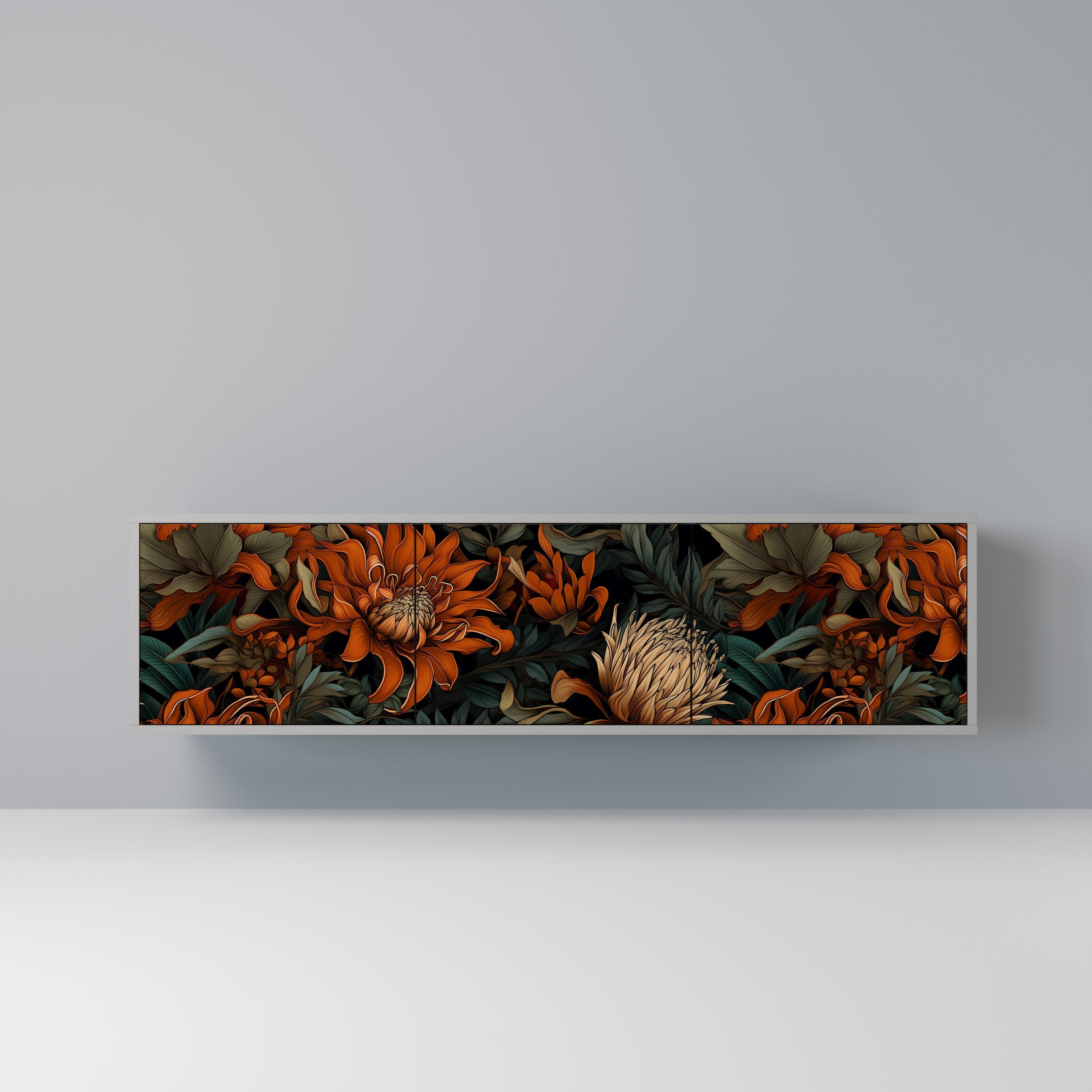 DAWN BLOOM Móvel de TV com 3 Portas em Acabamento Cinzento