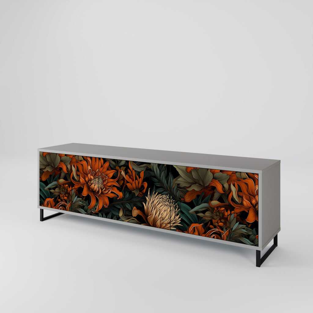 DAWN BLOOM Móvel de TV com 3 Portas em Acabamento Cinzento