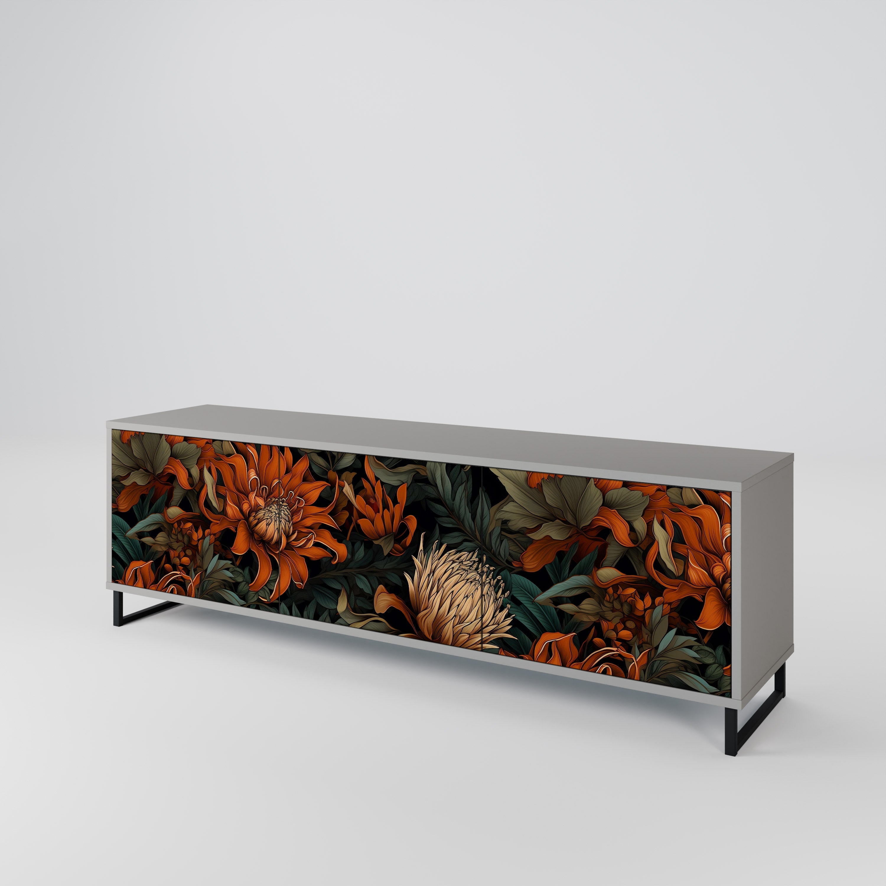 DAWN BLOOM Móvel de TV com 3 Portas em Acabamento Cinzento