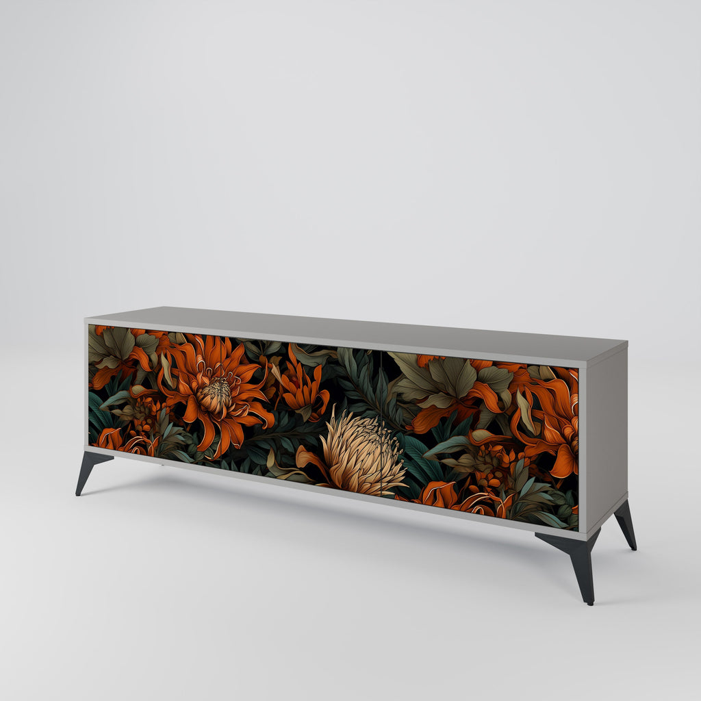 DAWN BLOOM Móvel de TV com 3 Portas em Acabamento Cinzento