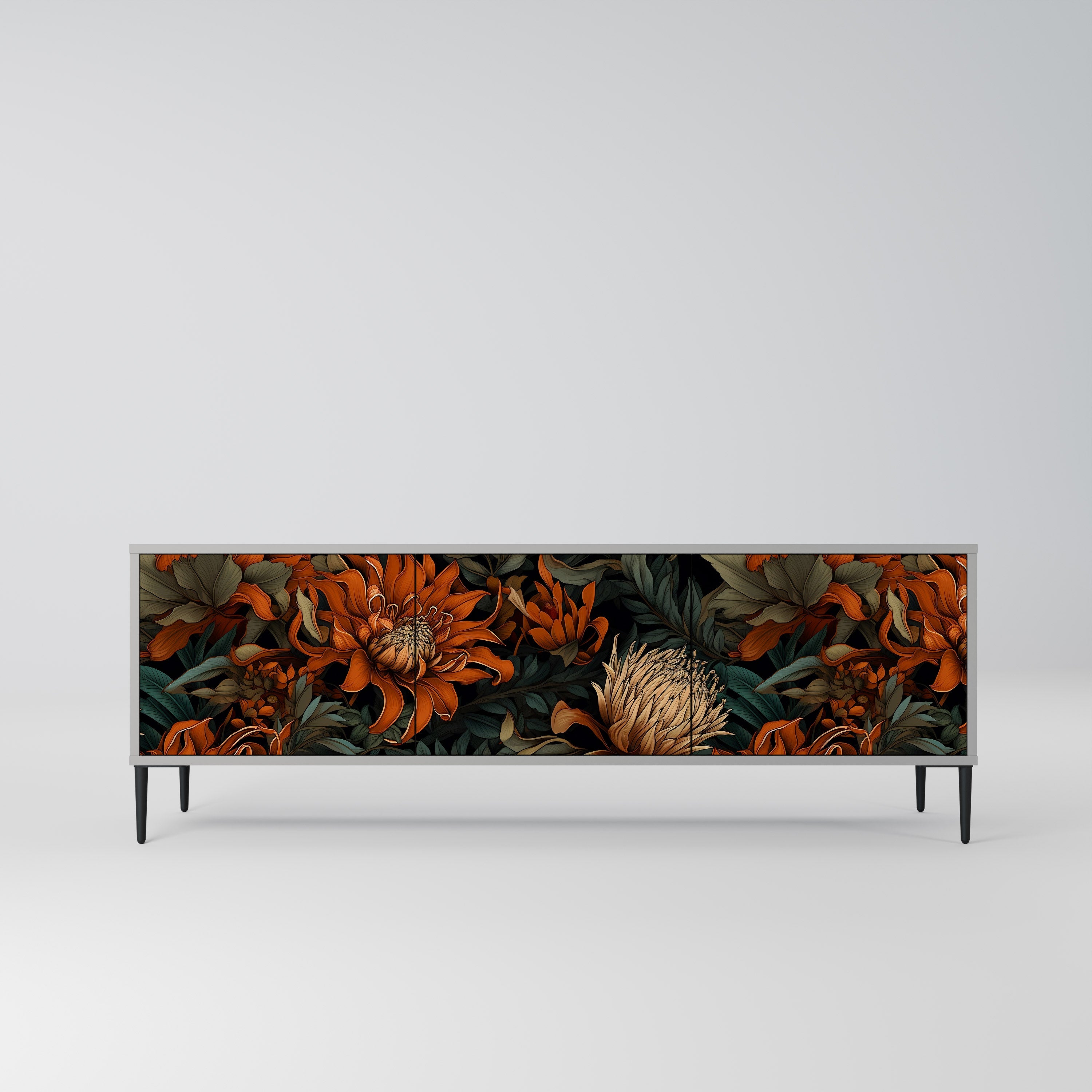 DAWN BLOOM Móvel de TV com 3 Portas em Acabamento Cinzento