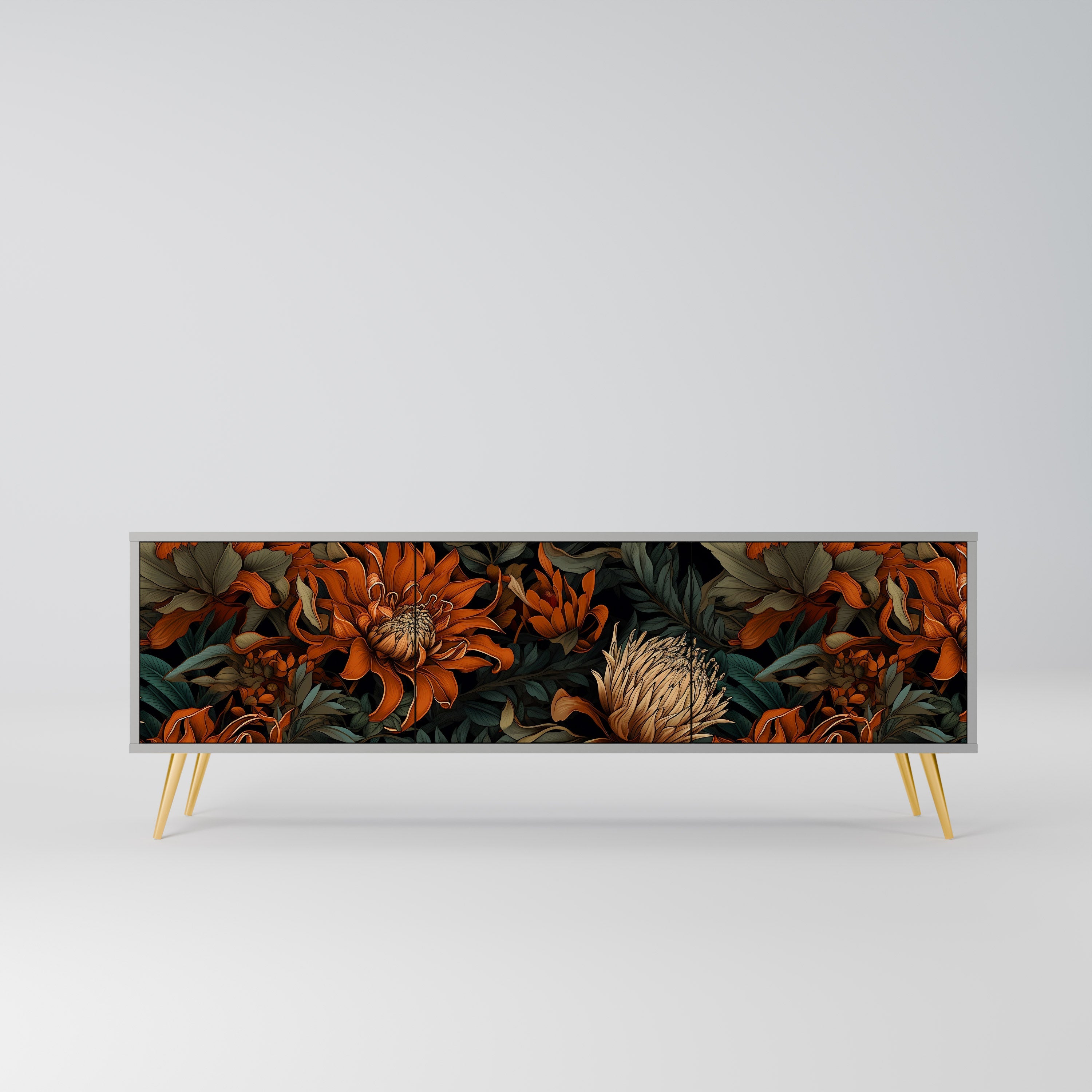 DAWN BLOOM Móvel de TV com 3 Portas em Acabamento Cinzento