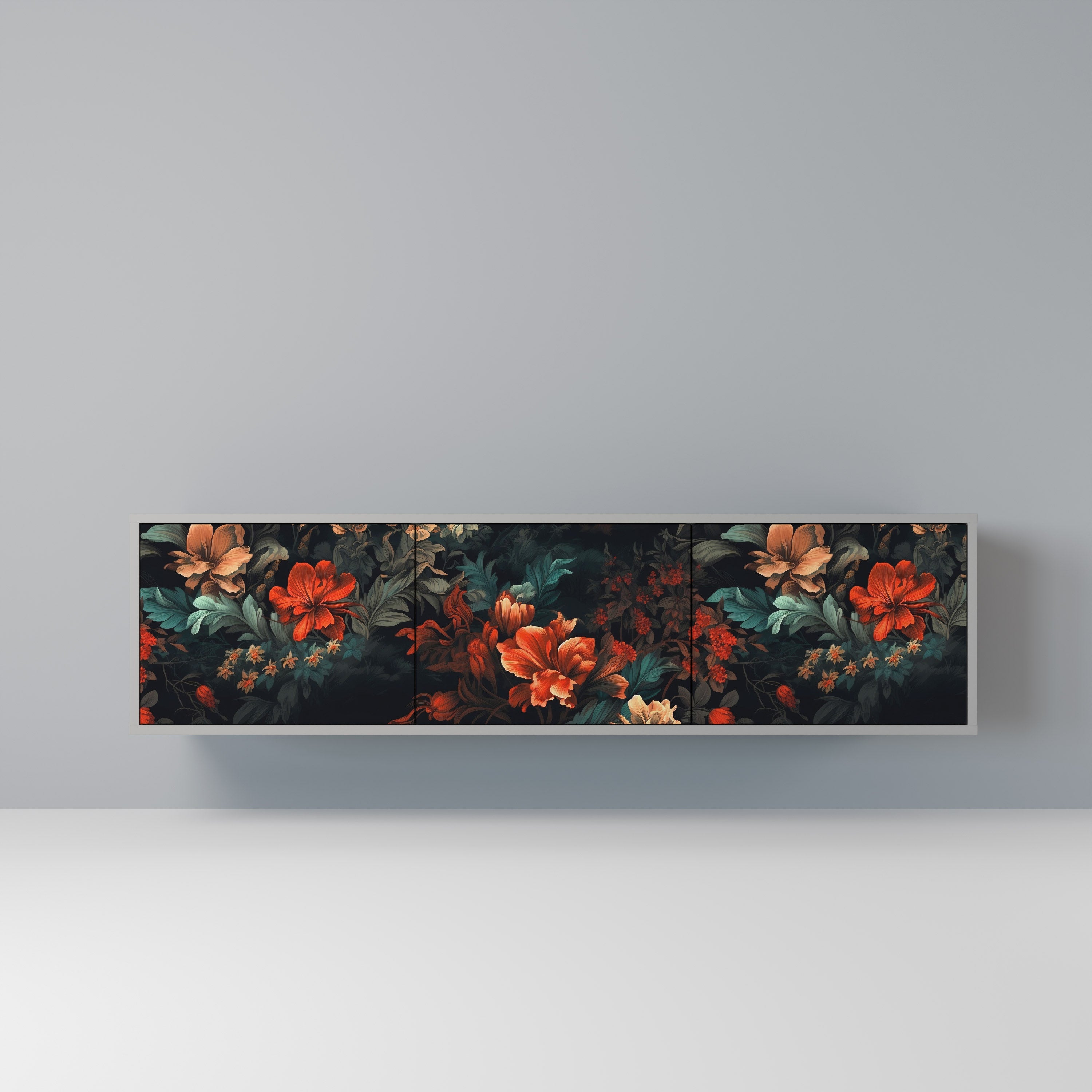 IMAGINARY BLOSSOM Móvel de TV com 3 Portas em Acabamento Cinzento