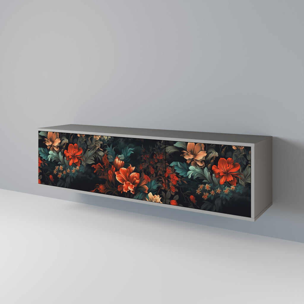 IMAGINARY BLOSSOM Móvel de TV com 3 Portas em Acabamento Cinzento