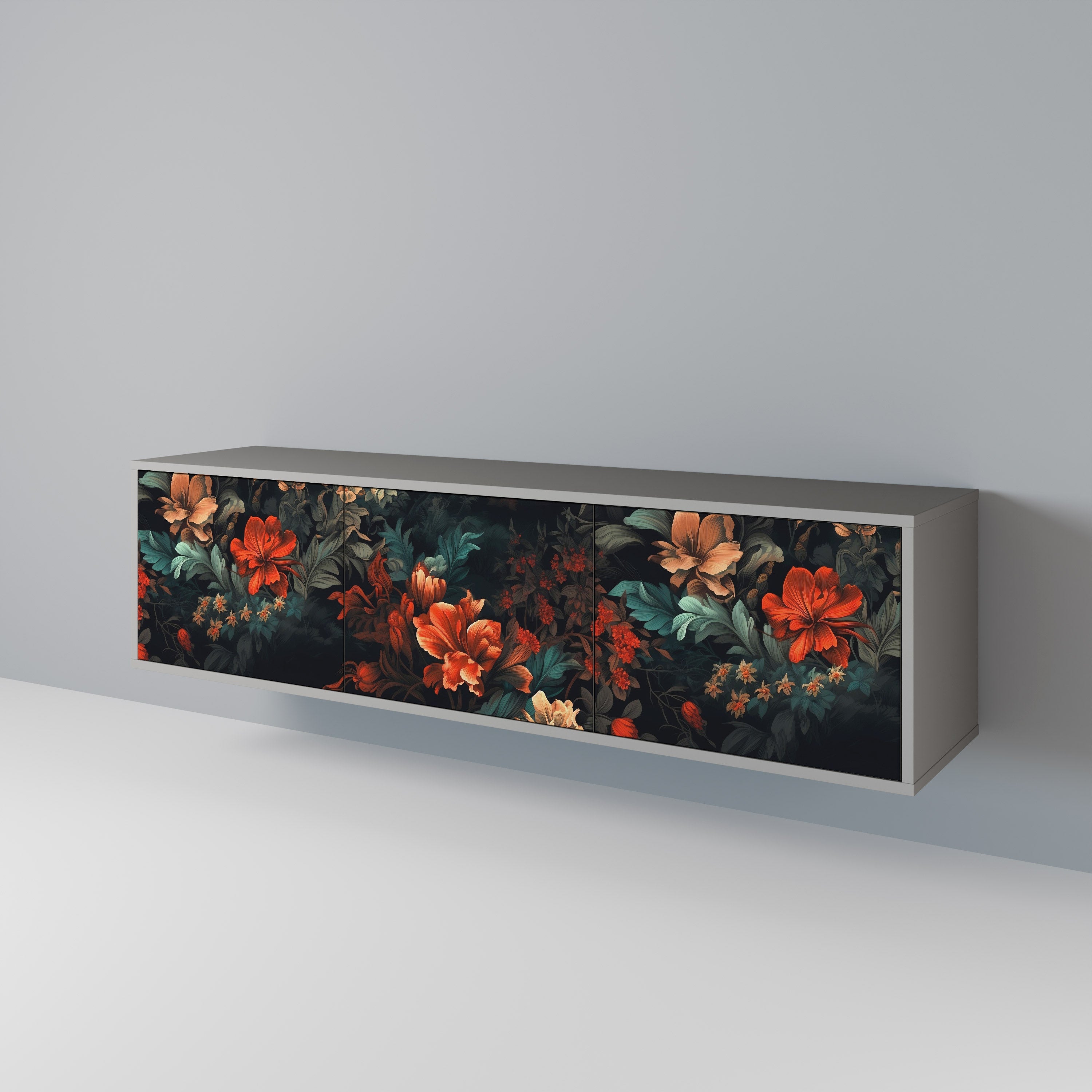 IMAGINARY BLOSSOM Móvel de TV com 3 Portas em Acabamento Cinzento