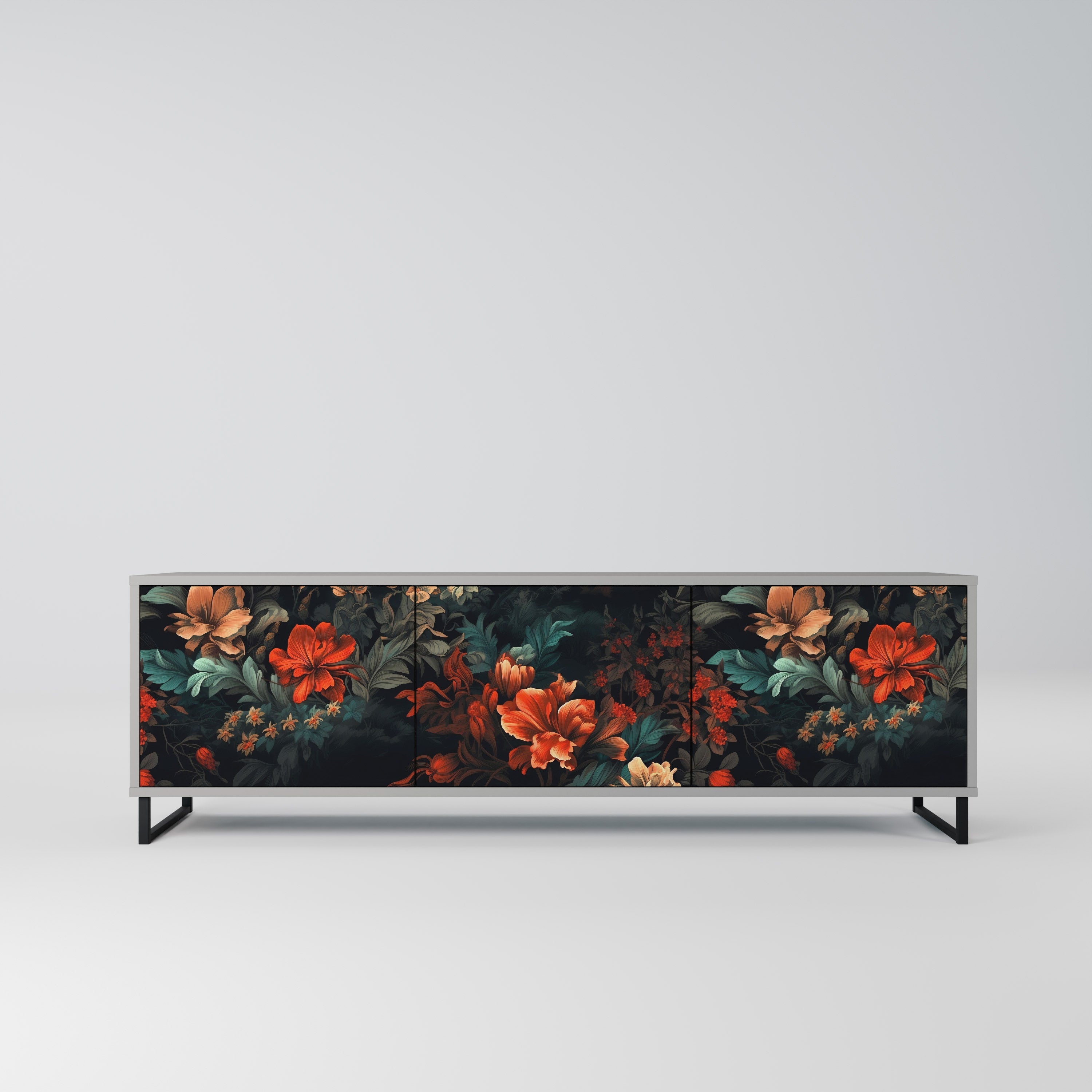 IMAGINARY BLOSSOM Móvel de TV com 3 Portas em Acabamento Cinzento