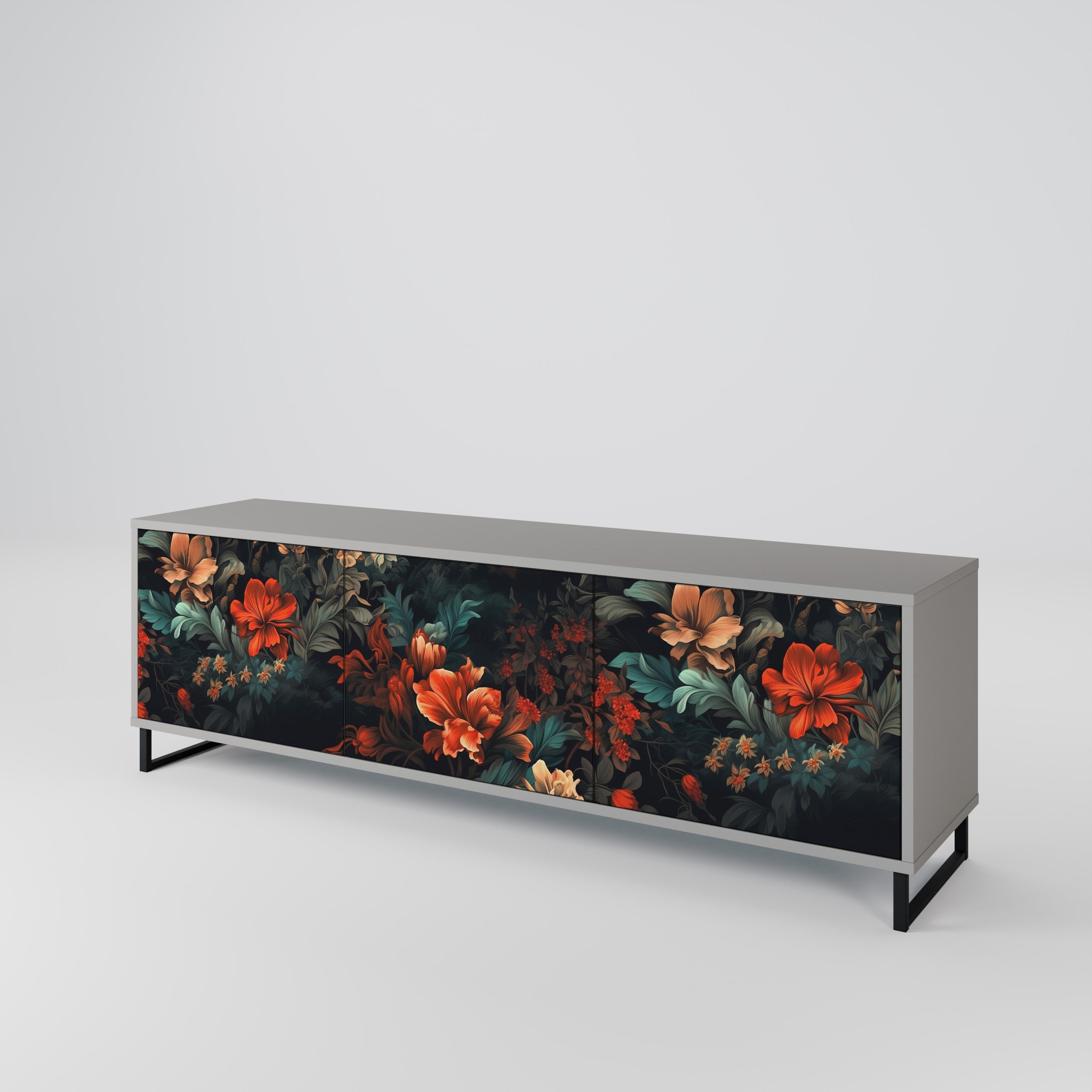 IMAGINARY BLOSSOM Móvel de TV com 3 Portas em Acabamento Cinzento