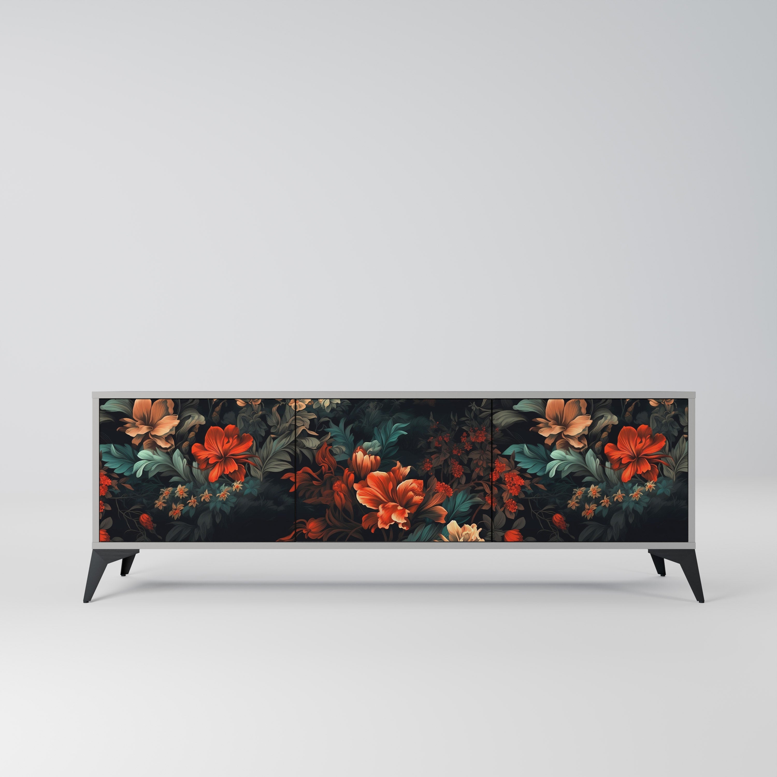 IMAGINARY BLOSSOM Móvel de TV com 3 Portas em Acabamento Cinzento