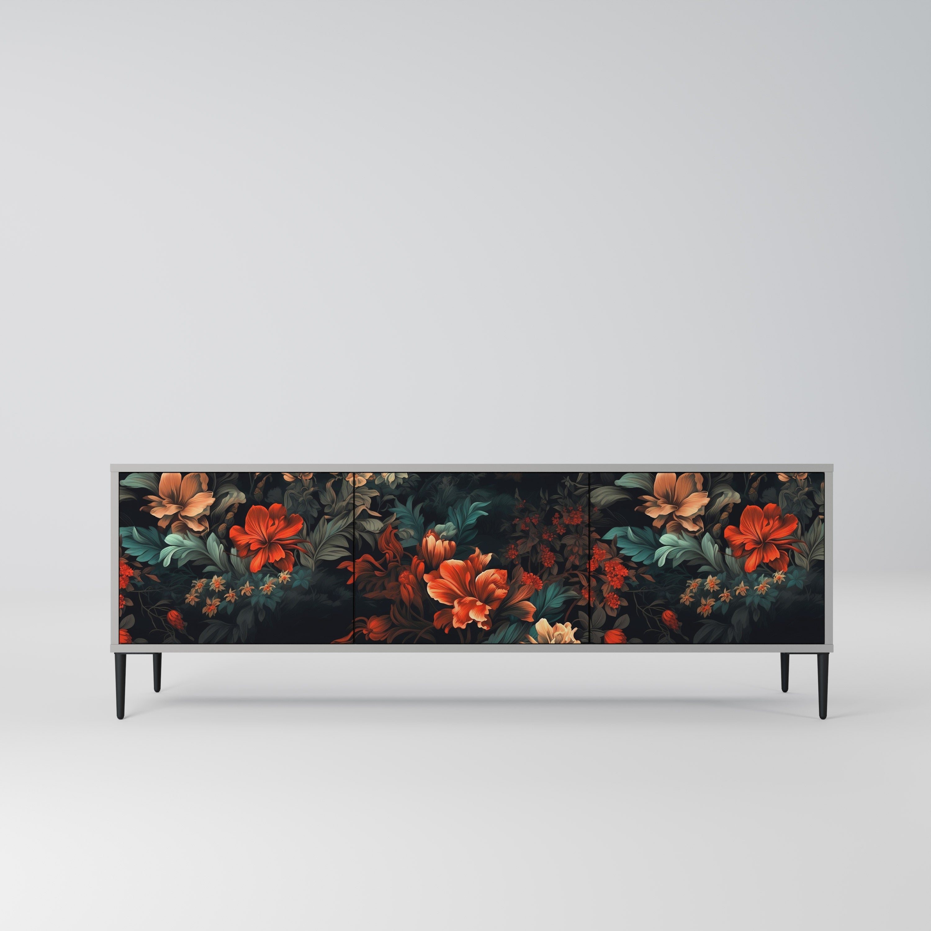 IMAGINARY BLOSSOM Móvel de TV com 3 Portas em Acabamento Cinzento