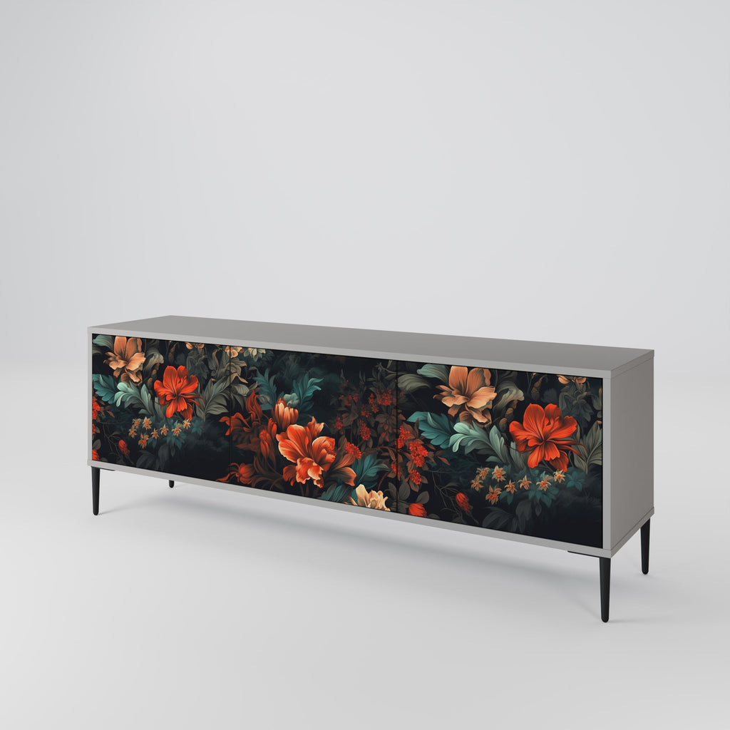 IMAGINARY BLOSSOM Móvel de TV com 3 Portas em Acabamento Cinzento