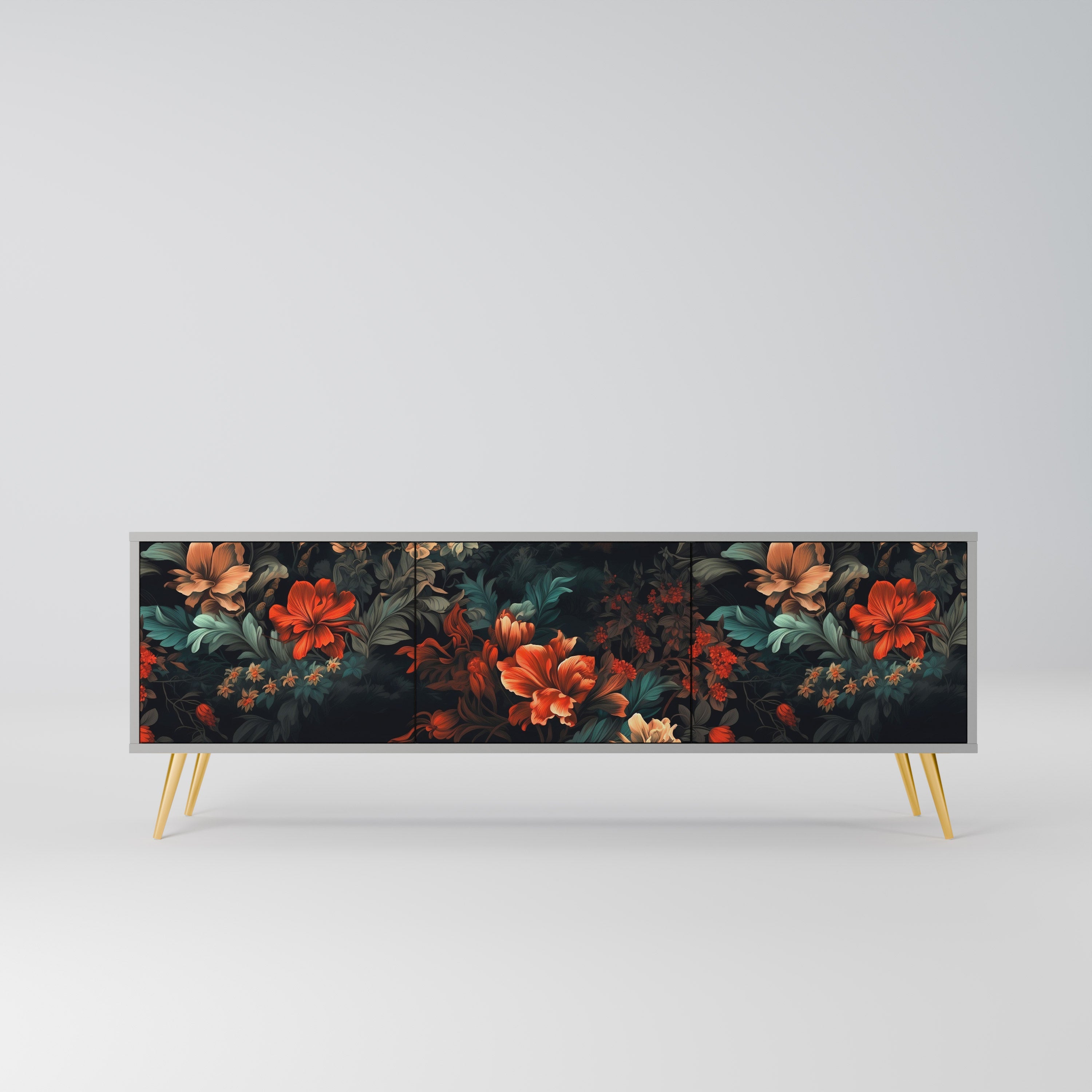 IMAGINARY BLOSSOM Móvel de TV com 3 Portas em Acabamento Cinzento