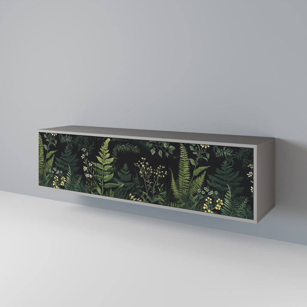 FERN FLOWERS Móvel de TV com 3 Portas em Acabamento Cinzento