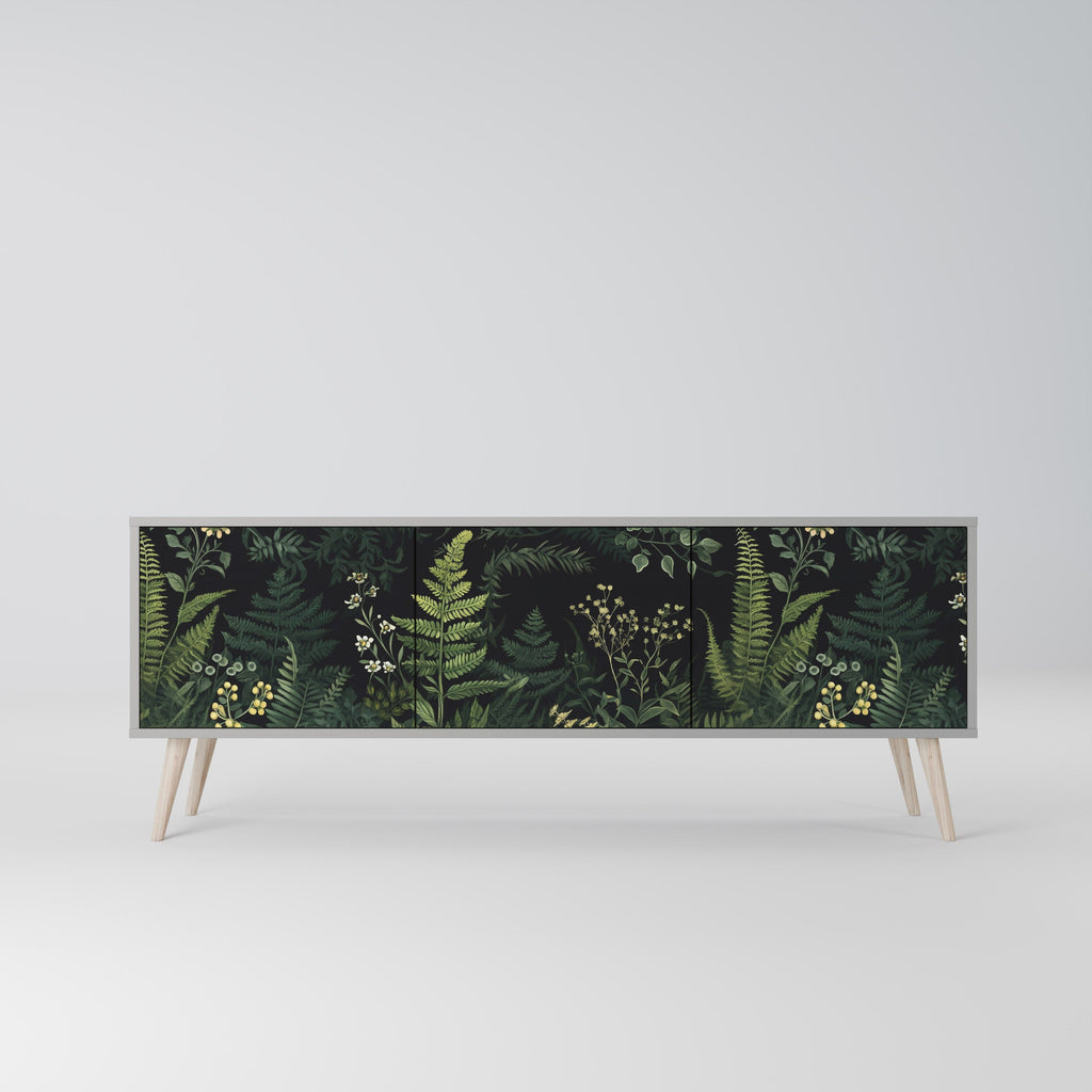 FERN FLOWERS Móvel de TV com 3 Portas em Acabamento Cinzento