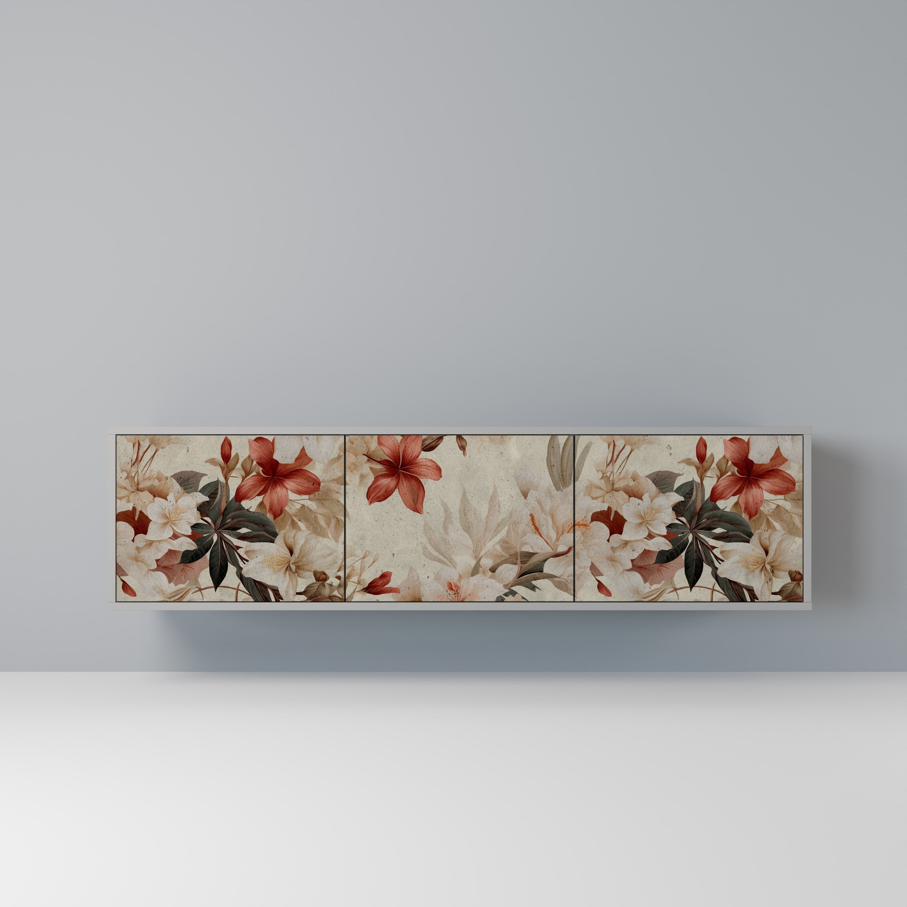 PETAL HARMONY Móvel de TV com 3 Portas em Acabamento Cinzento