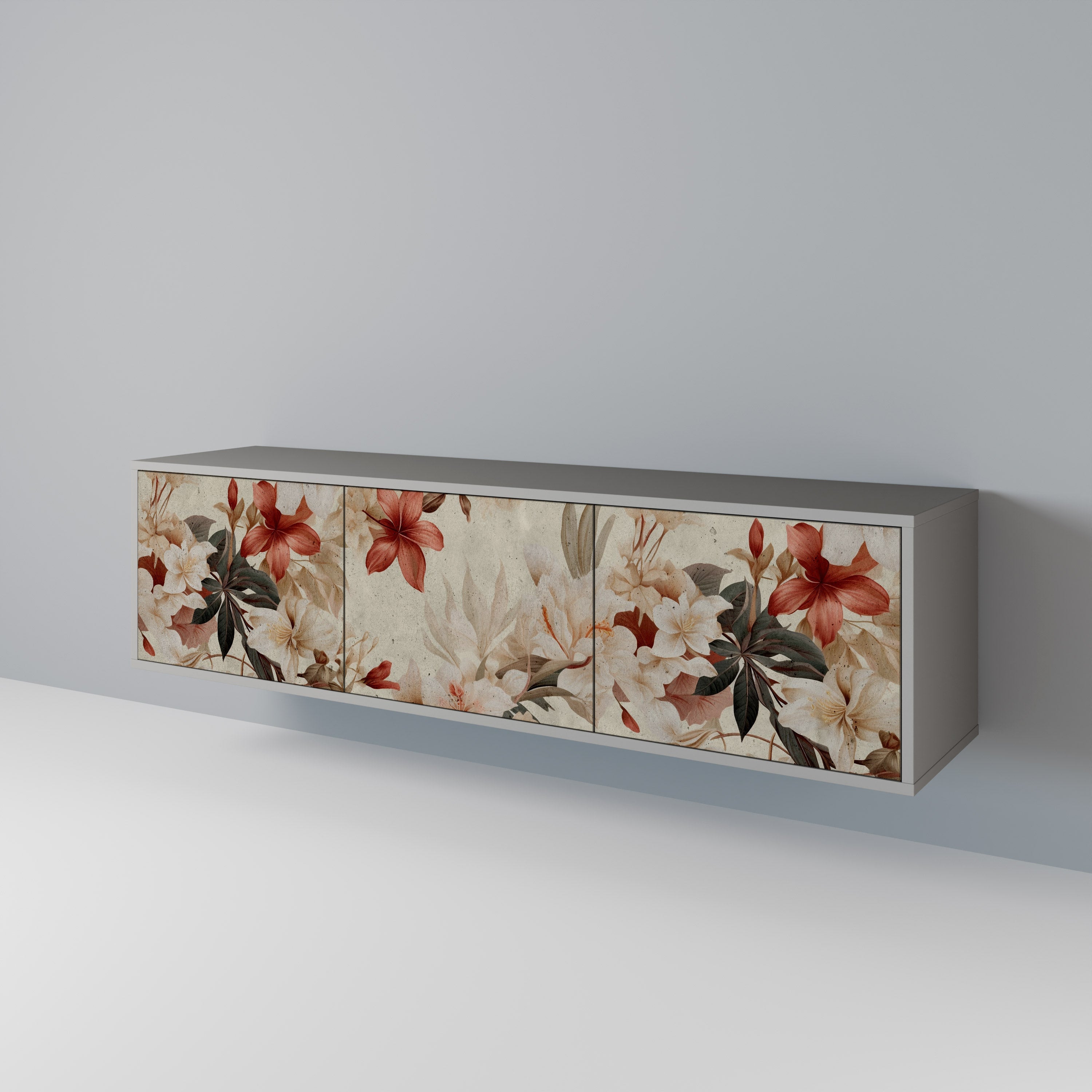 PETAL HARMONY Móvel de TV com 3 Portas em Acabamento Cinzento