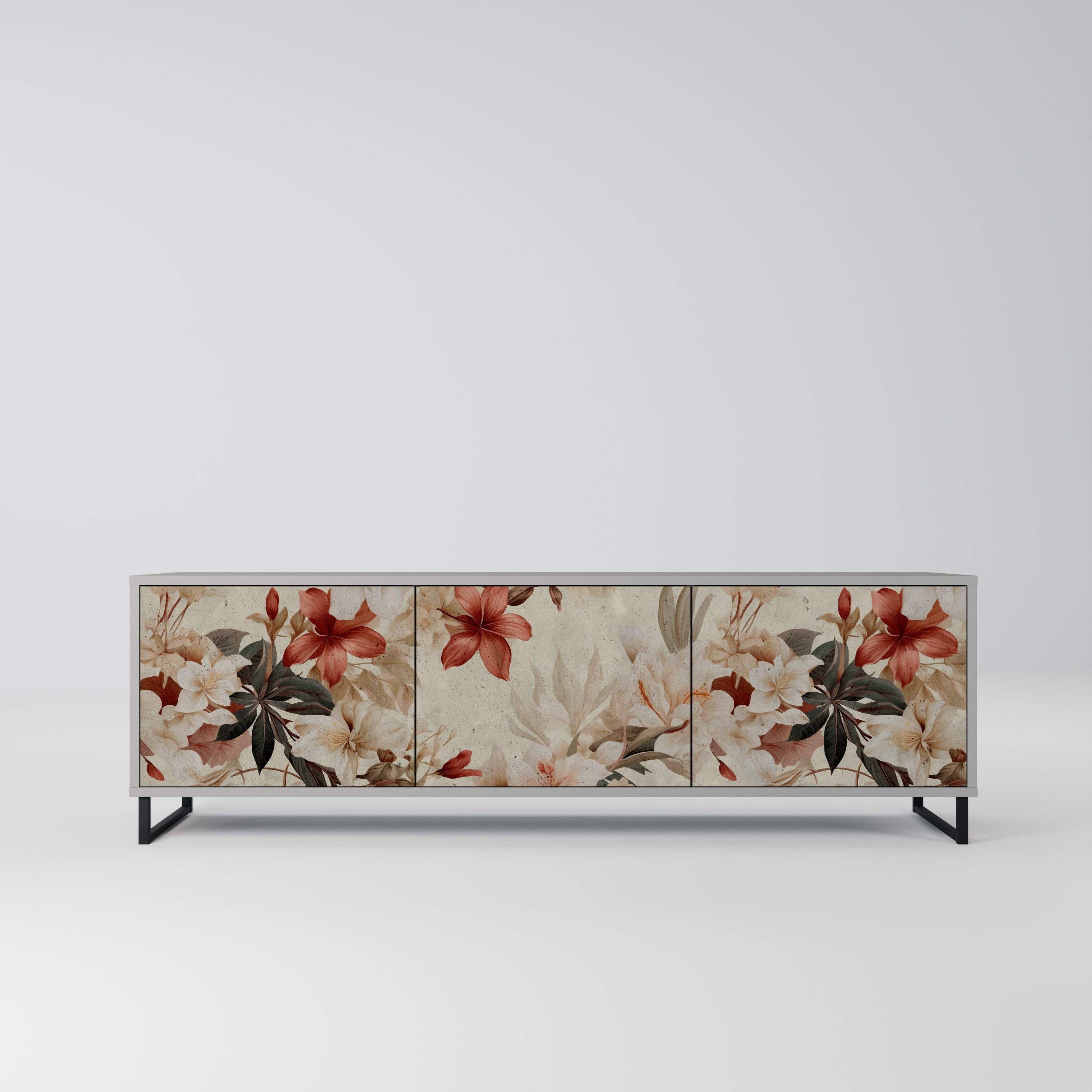 PETAL HARMONY Móvel de TV com 3 Portas em Acabamento Cinzento