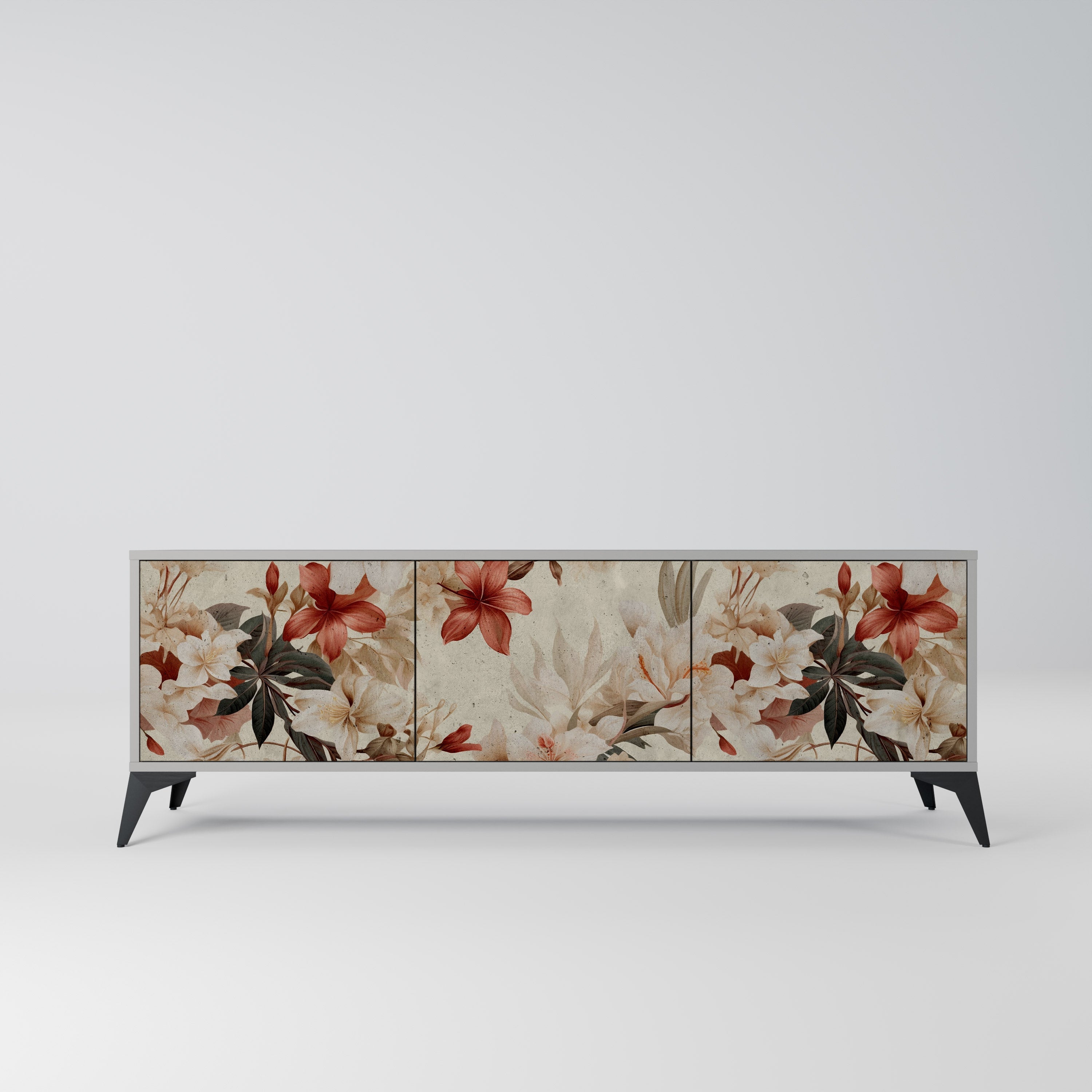 PETAL HARMONY Móvel de TV com 3 Portas em Acabamento Cinzento