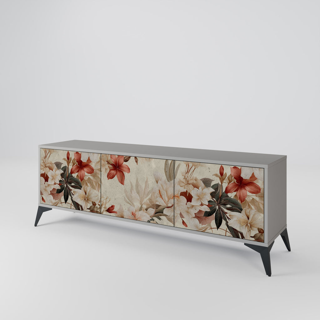 PETAL HARMONY Móvel de TV com 3 Portas em Acabamento Cinzento