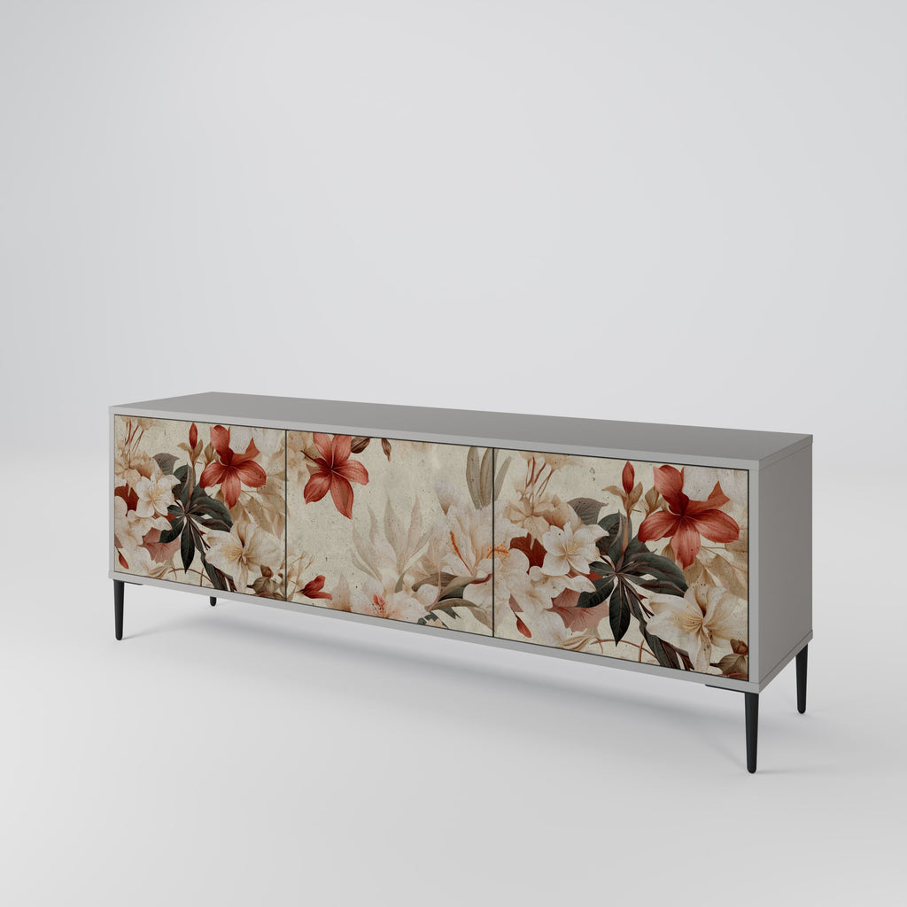 PETAL HARMONY Móvel de TV com 3 Portas em Acabamento Cinzento