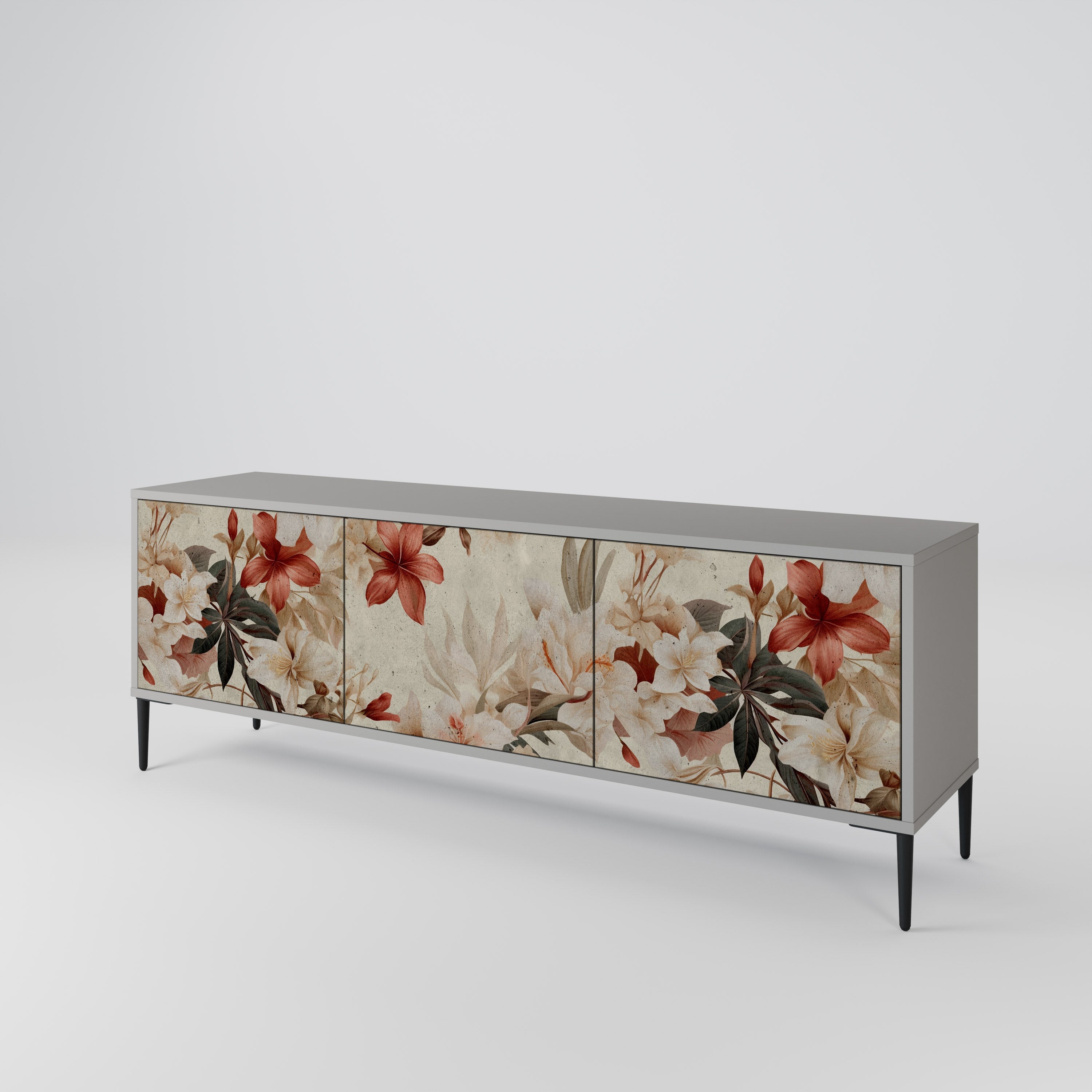 PETAL HARMONY Móvel de TV com 3 Portas em Acabamento Cinzento