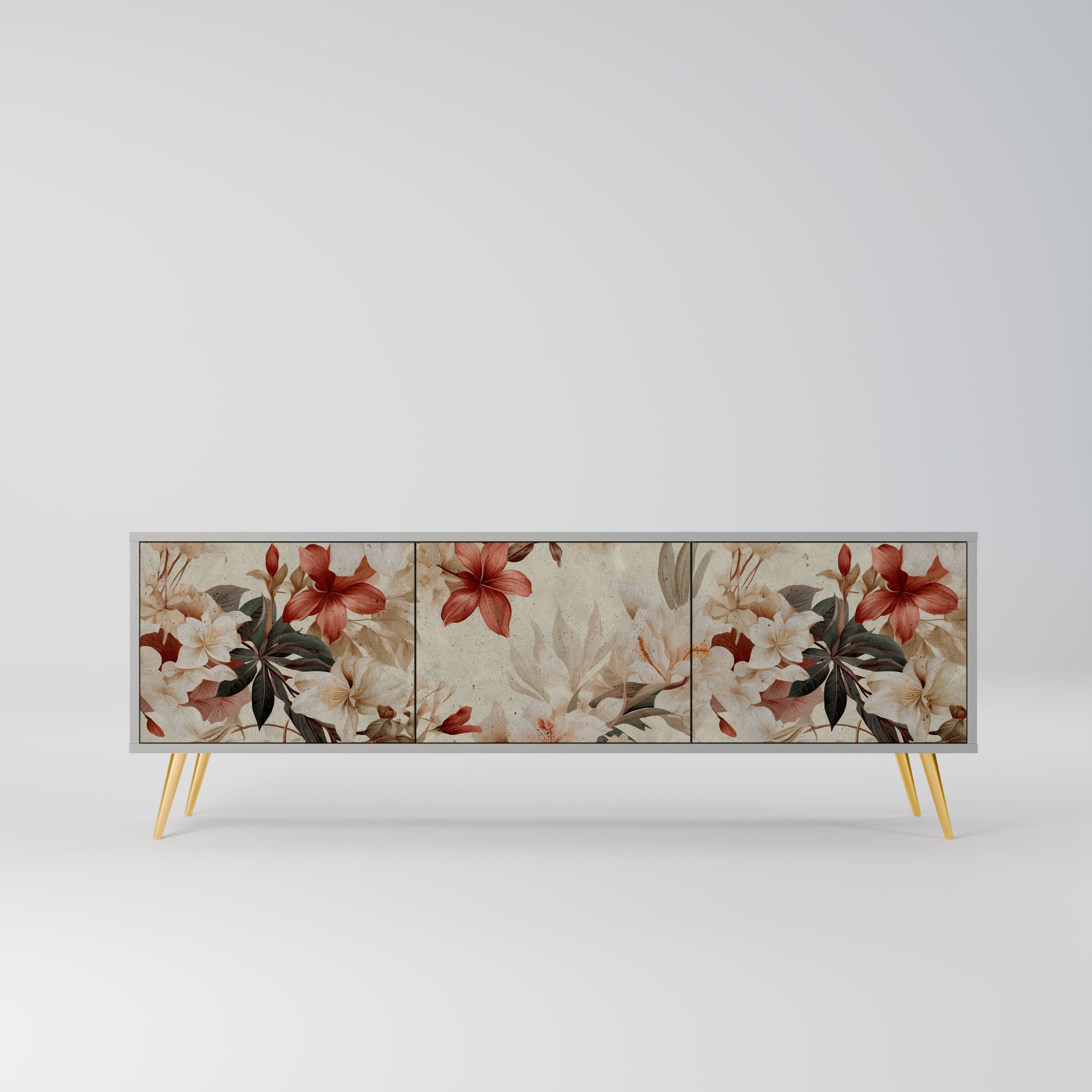 PETAL HARMONY Móvel de TV com 3 Portas em Acabamento Cinzento