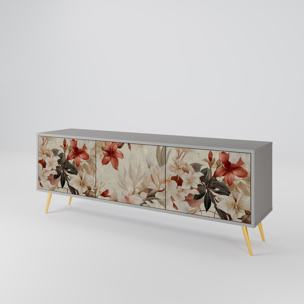 PETAL HARMONY Móvel de TV com 3 Portas em Acabamento Cinzento