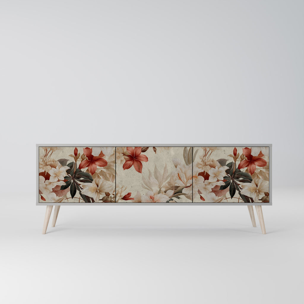 PETAL HARMONY Móvel de TV com 3 Portas em Acabamento Cinzento