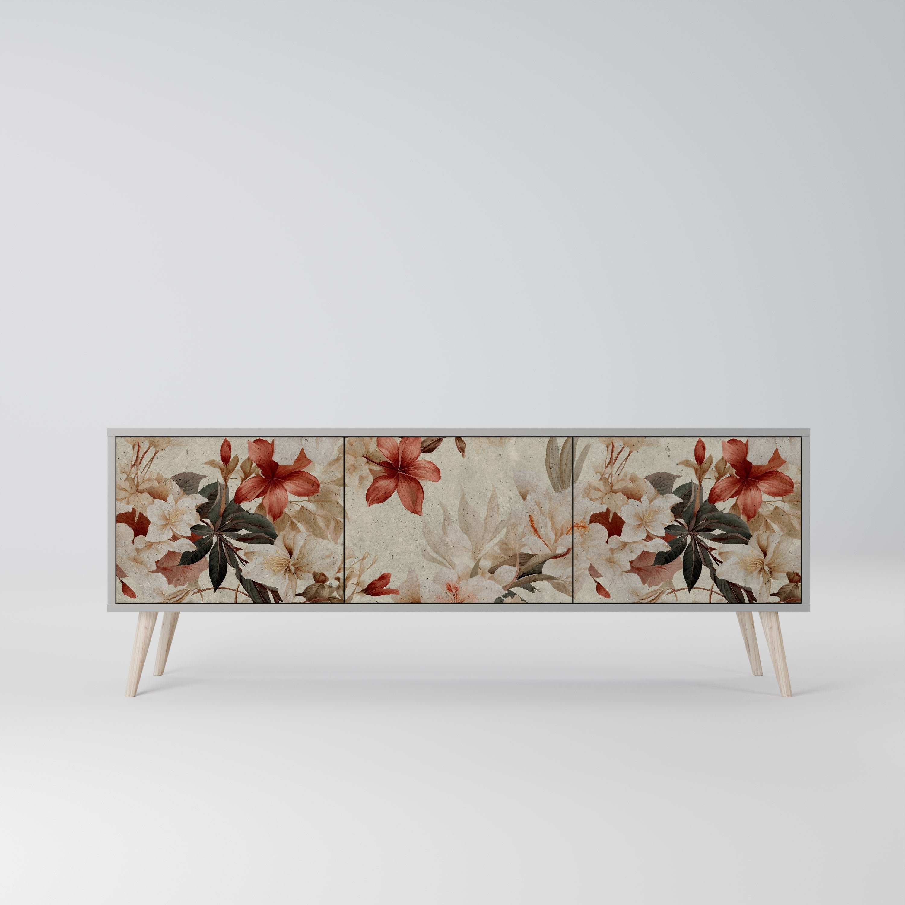 PETAL HARMONY Móvel de TV com 3 Portas em Acabamento Cinzento