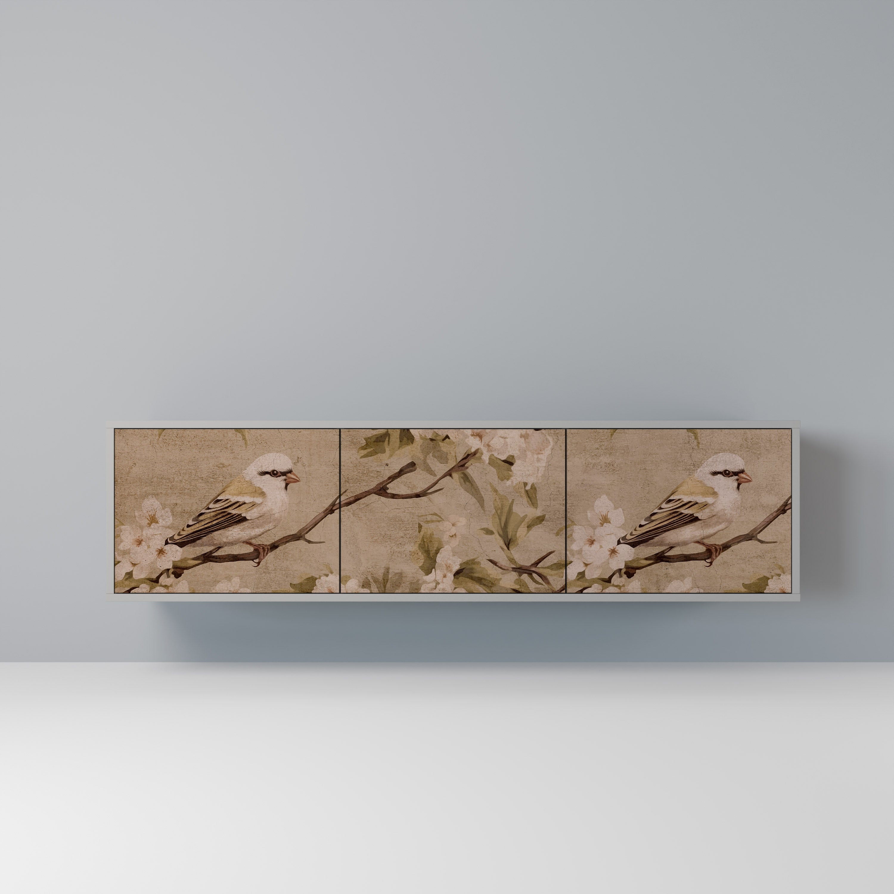 PETAL DISTINGUISH Móvel de TV com 3 Portas em Acabamento Cinzento